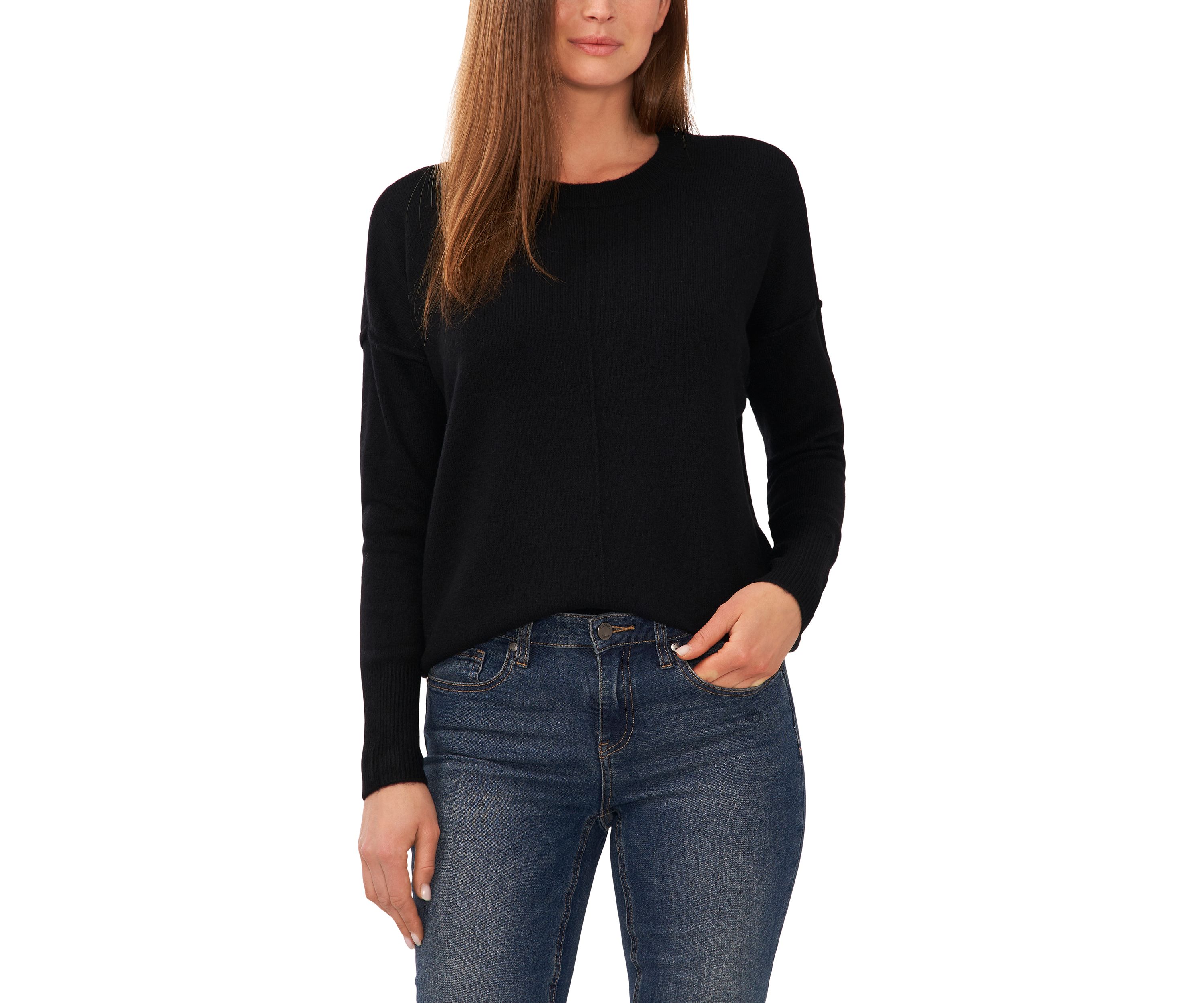 Womens Crew Neck Drop Shoulder Sweater 