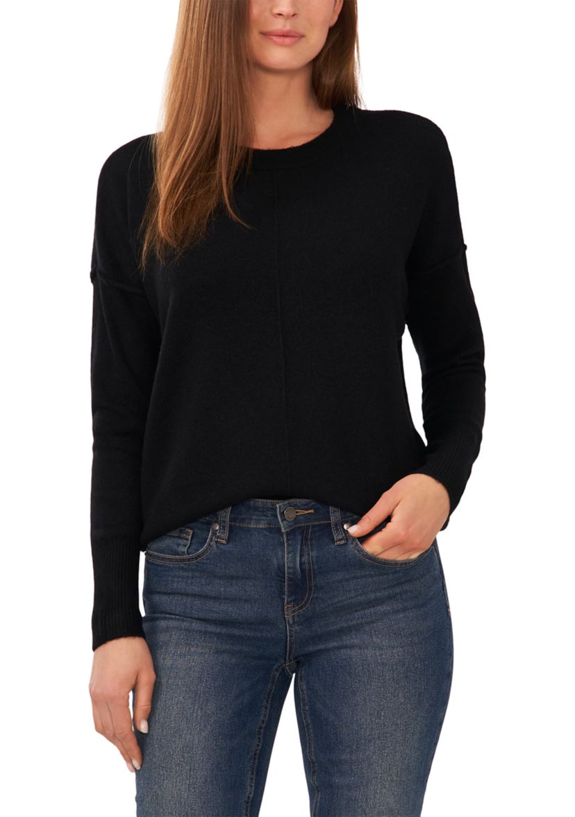 Womens Crew Neck Drop Shoulder Sweater 