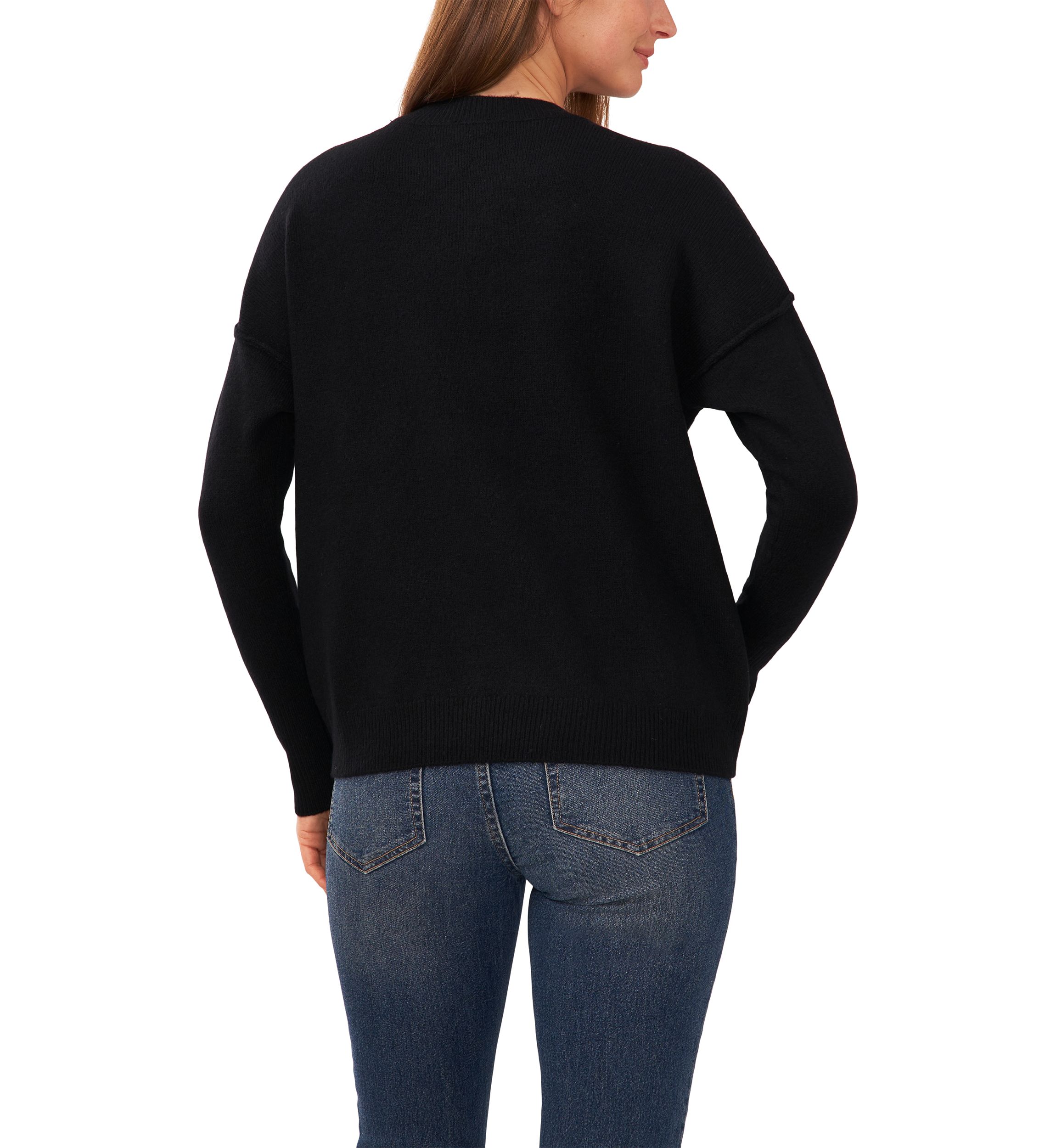 Womens Crew Neck Drop Shoulder Sweater 