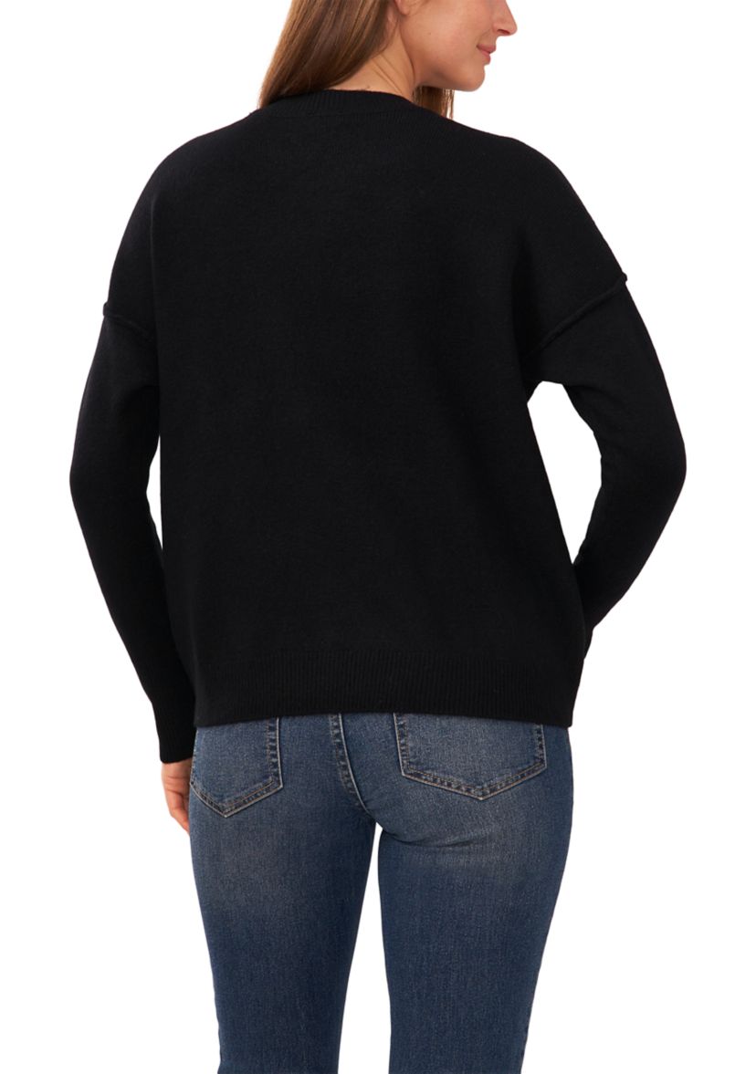 Womens Crew Neck Drop Shoulder Sweater 