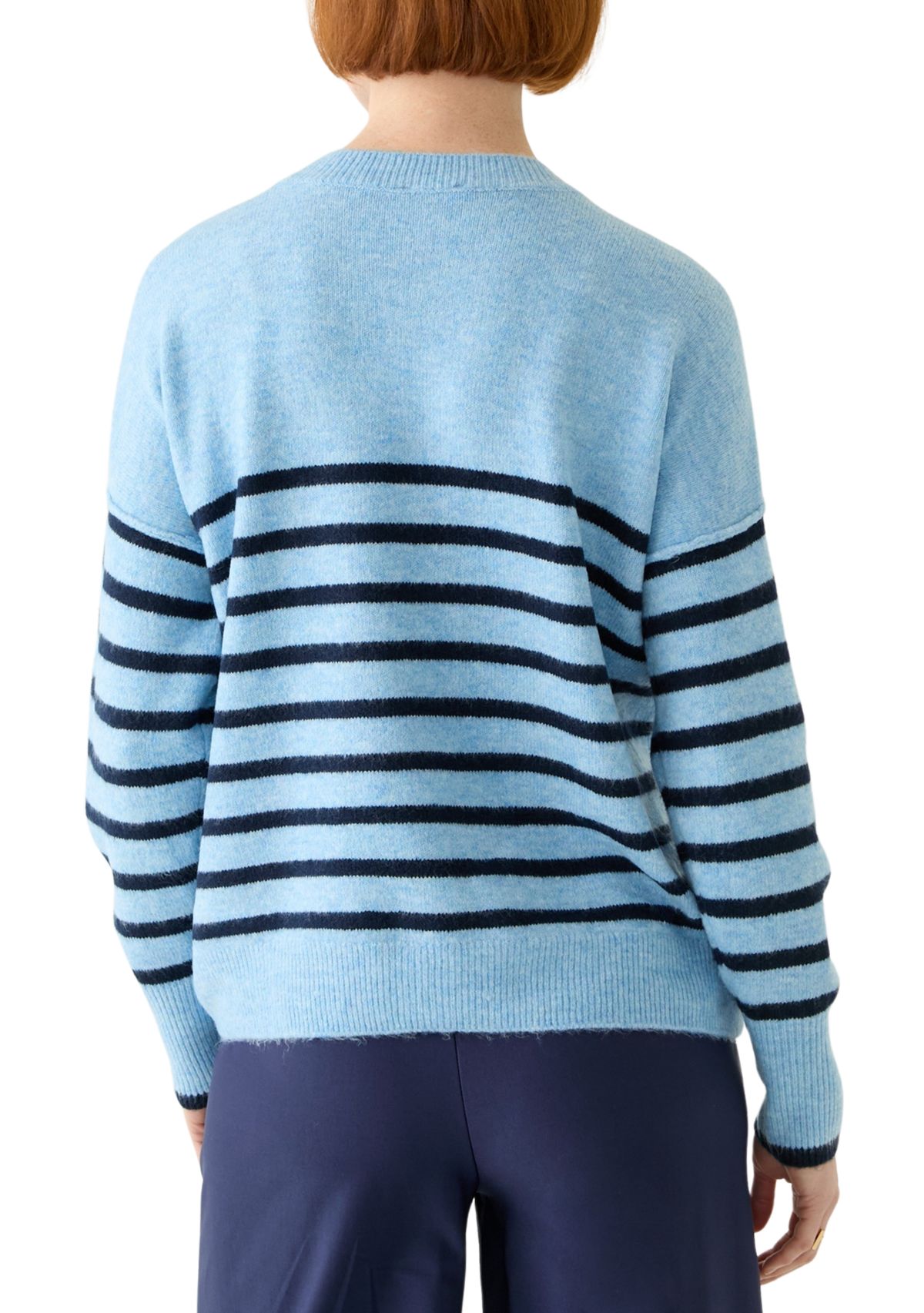 Womens Dolman Sleeve Striped Crew Sweater 