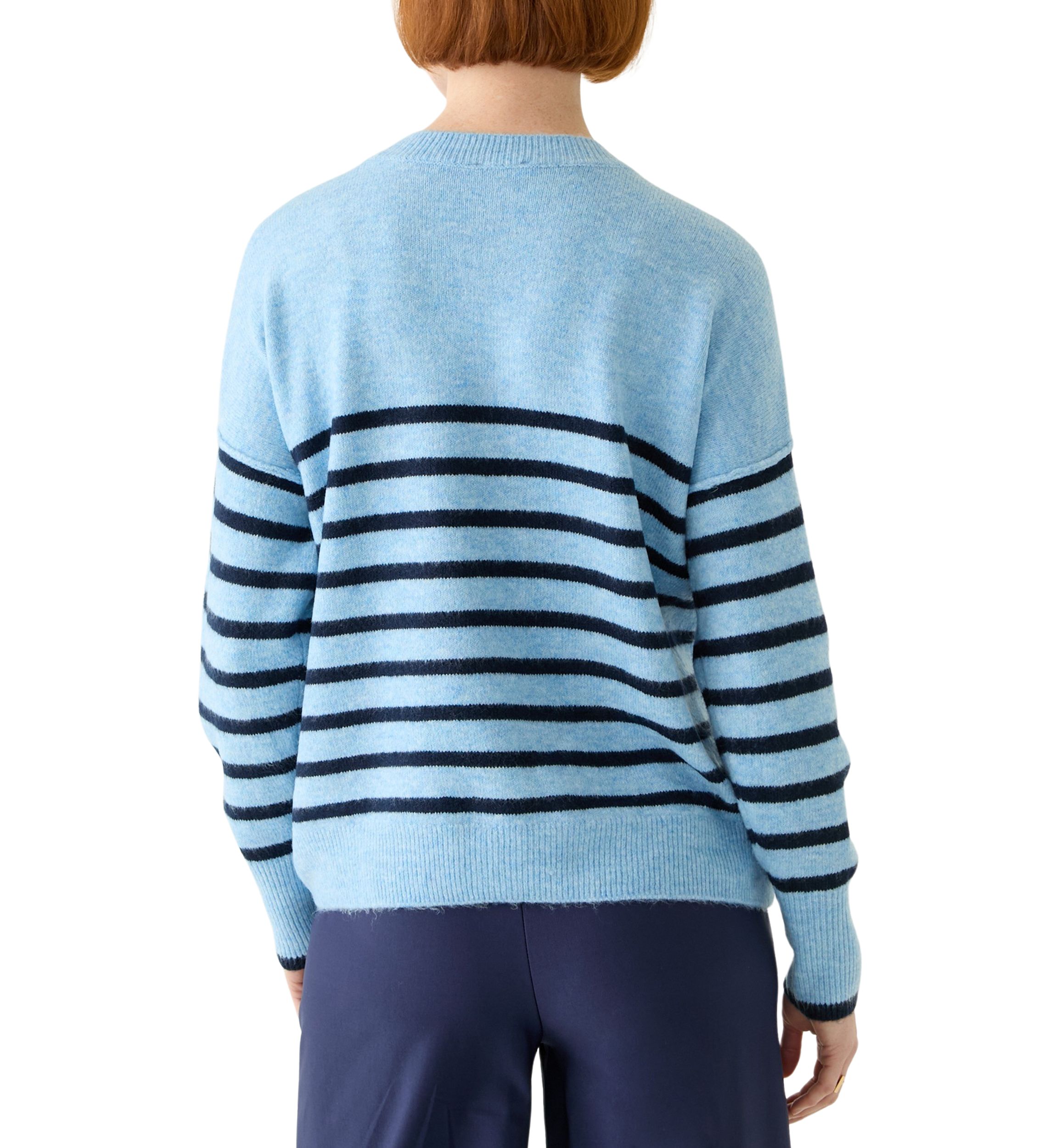 Womens Dolman Sleeve Striped Crew Sweater 