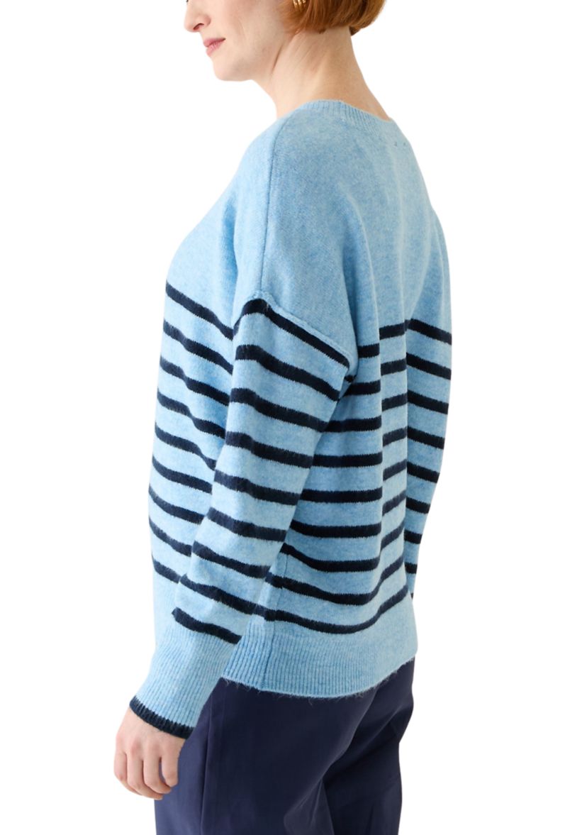 Womens Dolman Sleeve Striped Crew Sweater 