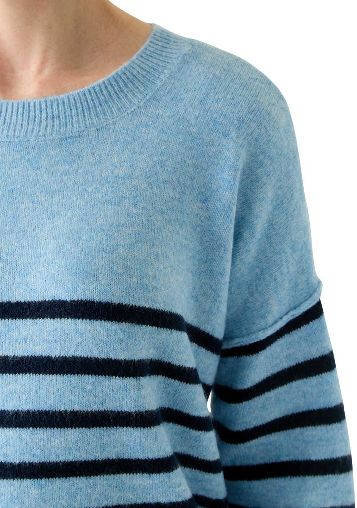Womens Dolman Sleeve Striped Crew Sweater 