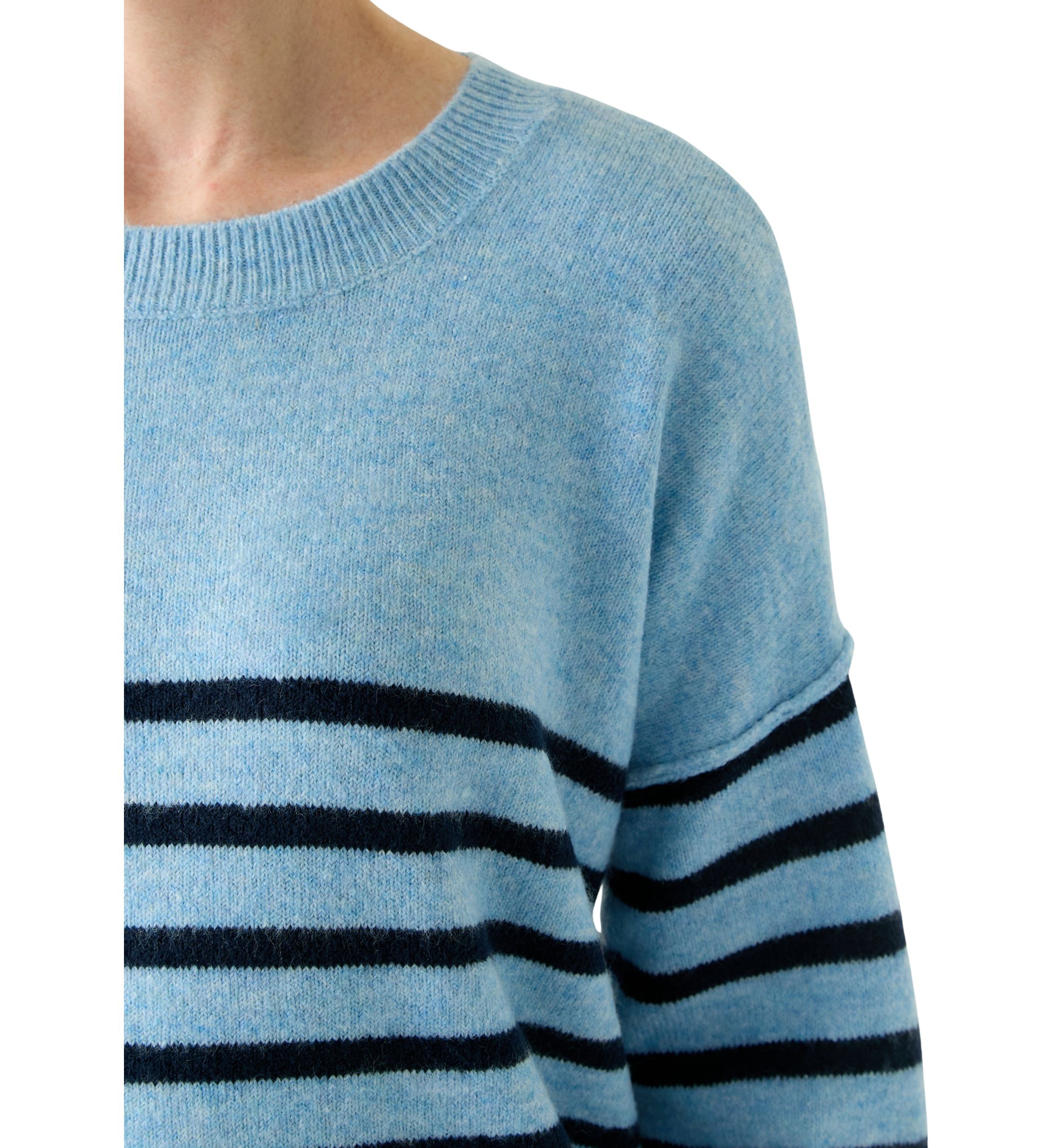 Womens Dolman Sleeve Striped Crew Sweater 
