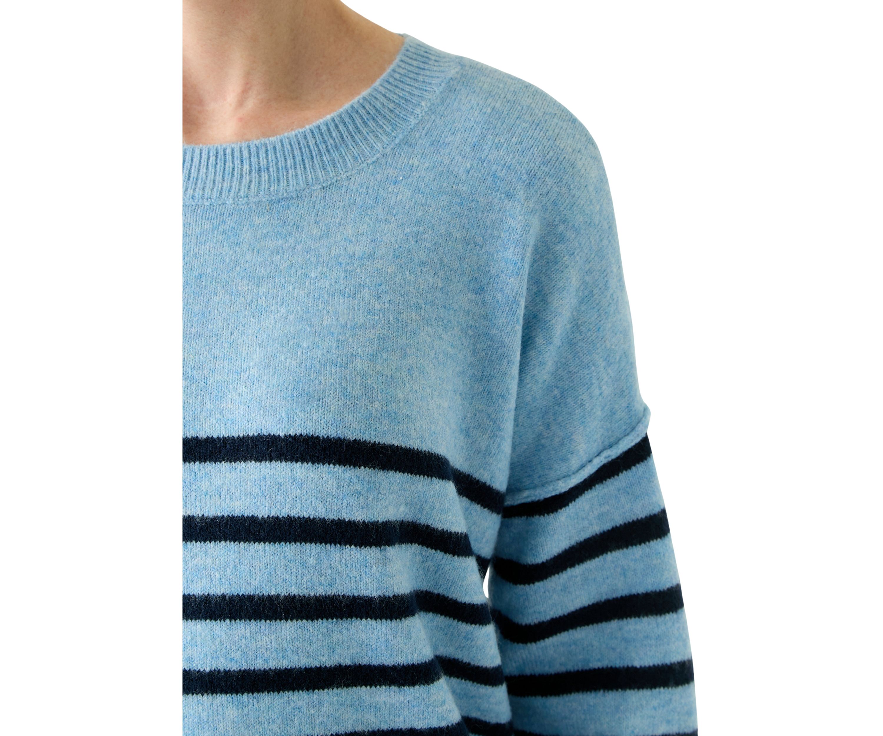 Womens Dolman Sleeve Striped Crew Sweater 