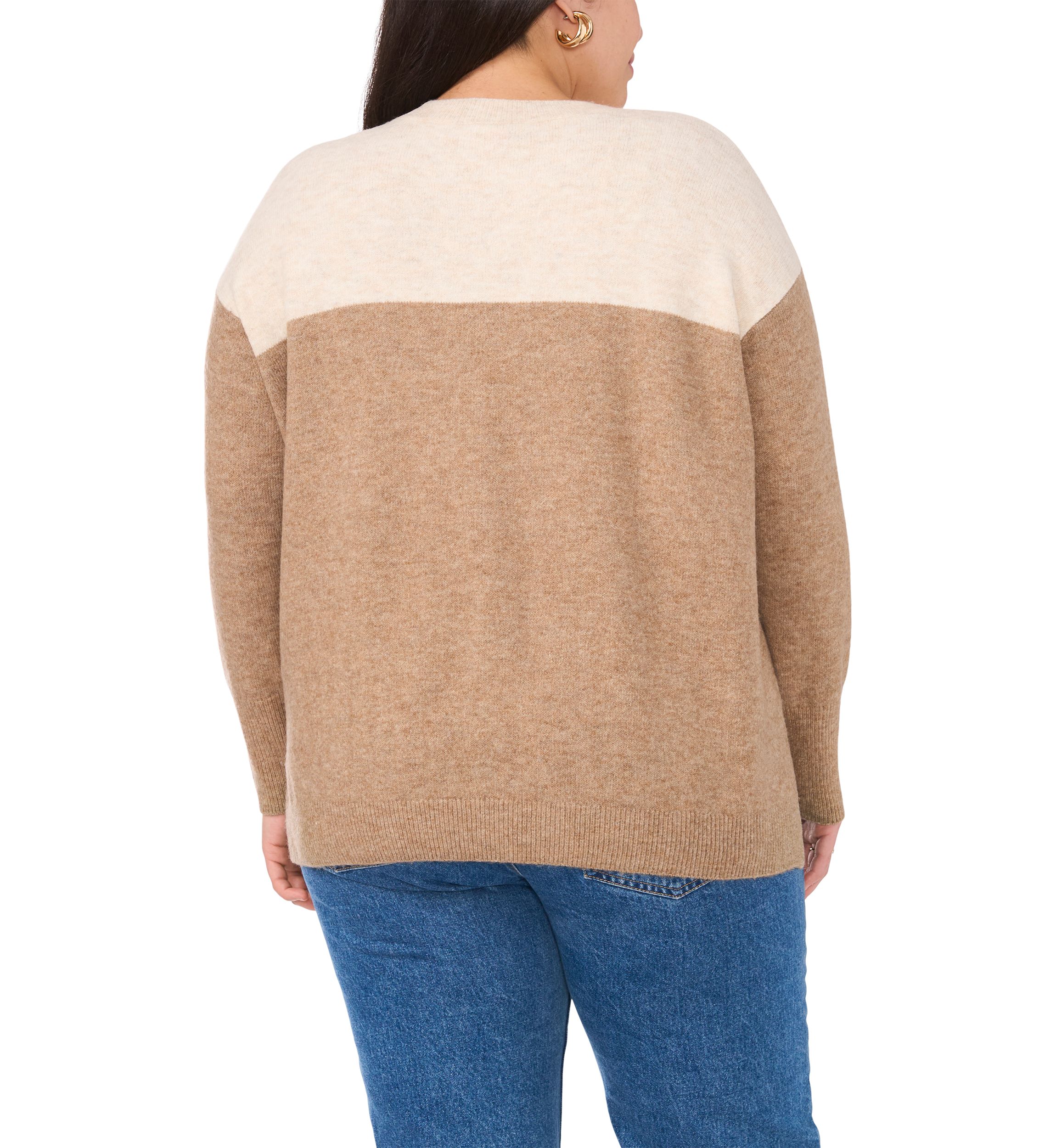 Plus Size Crew Cozy Cashmere Color Block Sweater 