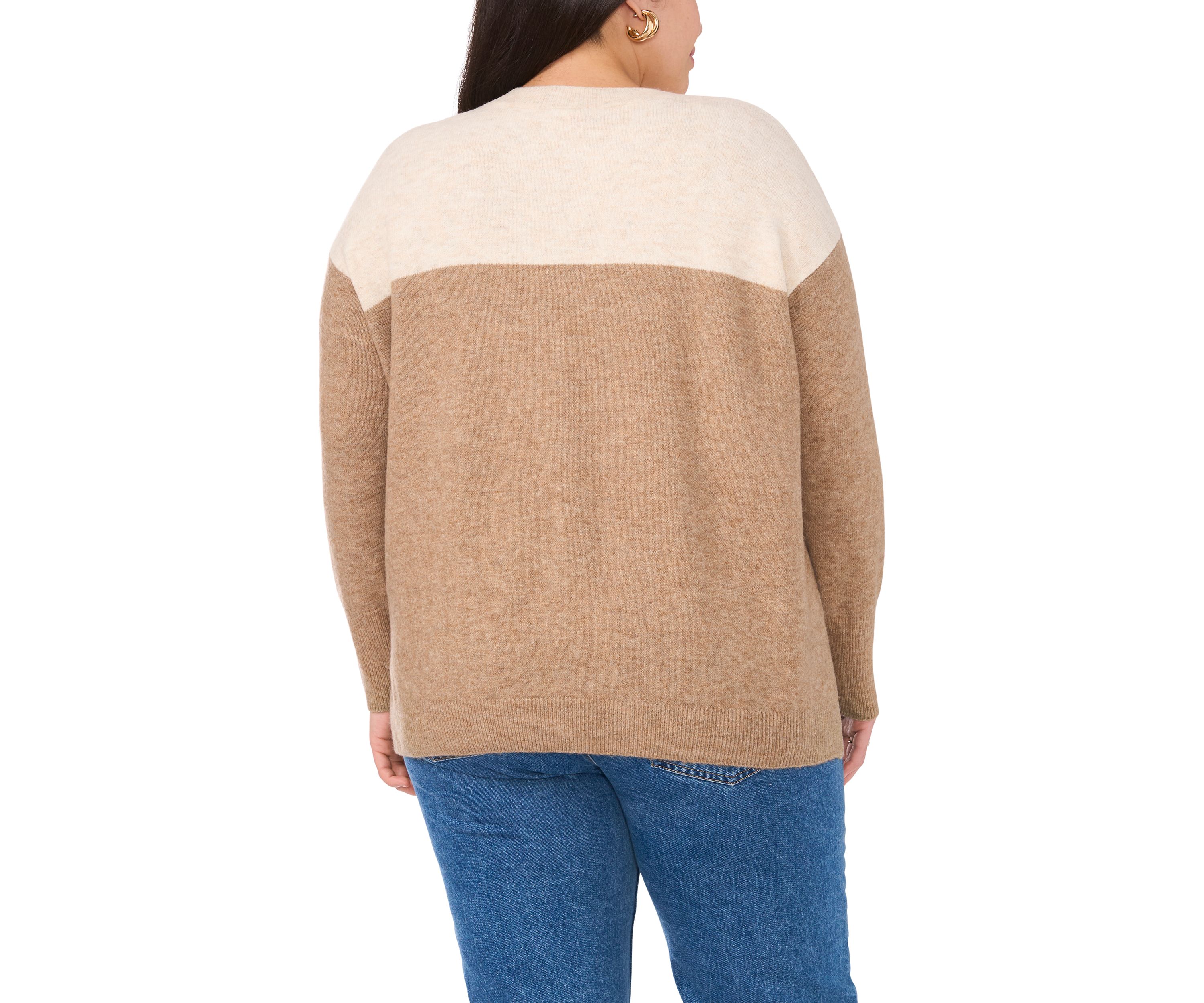 Plus Size Crew Cozy Cashmere Color Block Sweater 