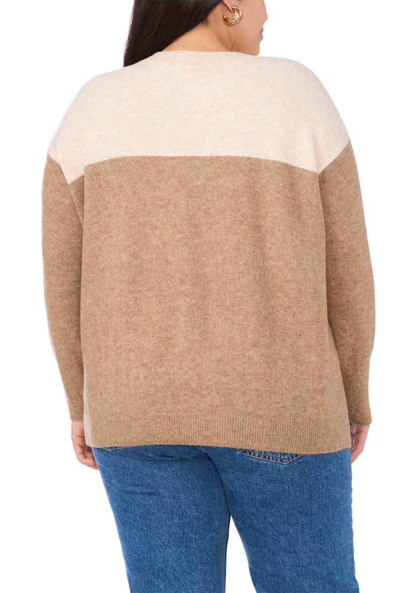 Plus Size Crew Cozy Cashmere Color Block Sweater 