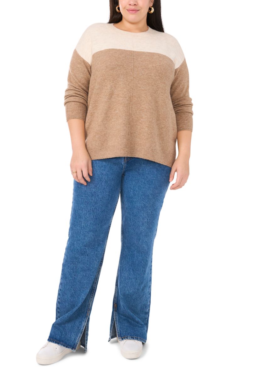 Plus Size Crew Cozy Cashmere Color Block Sweater 