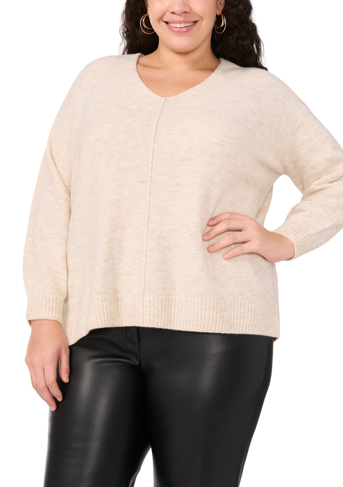 Plus Size V-Neck Cozy Cashmere Sweater