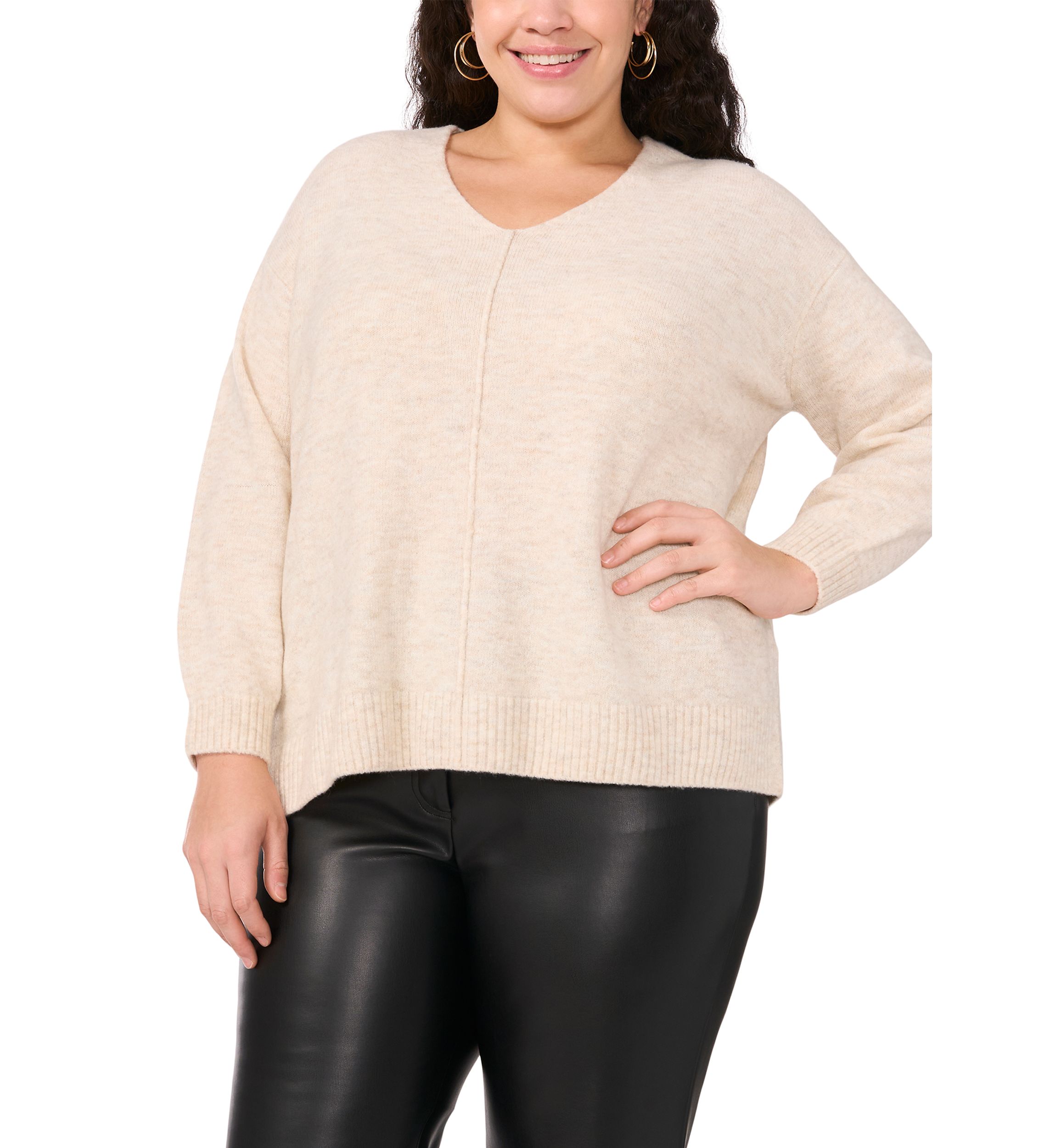 Plus Size V-Neck Cozy Cashmere Sweater