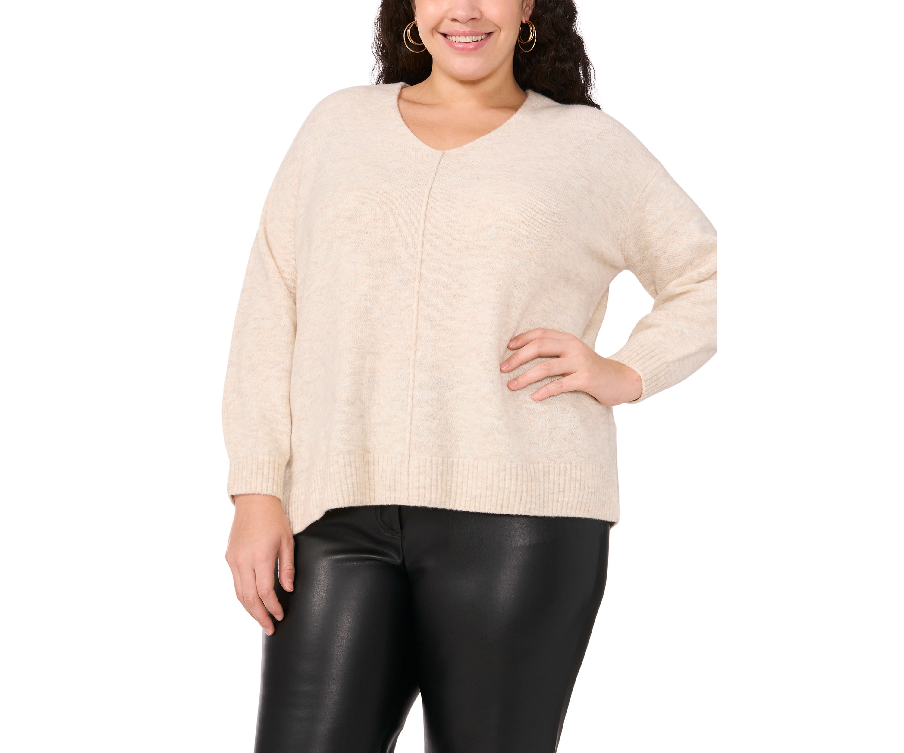 Plus Size V-Neck Cozy Cashmere Sweater