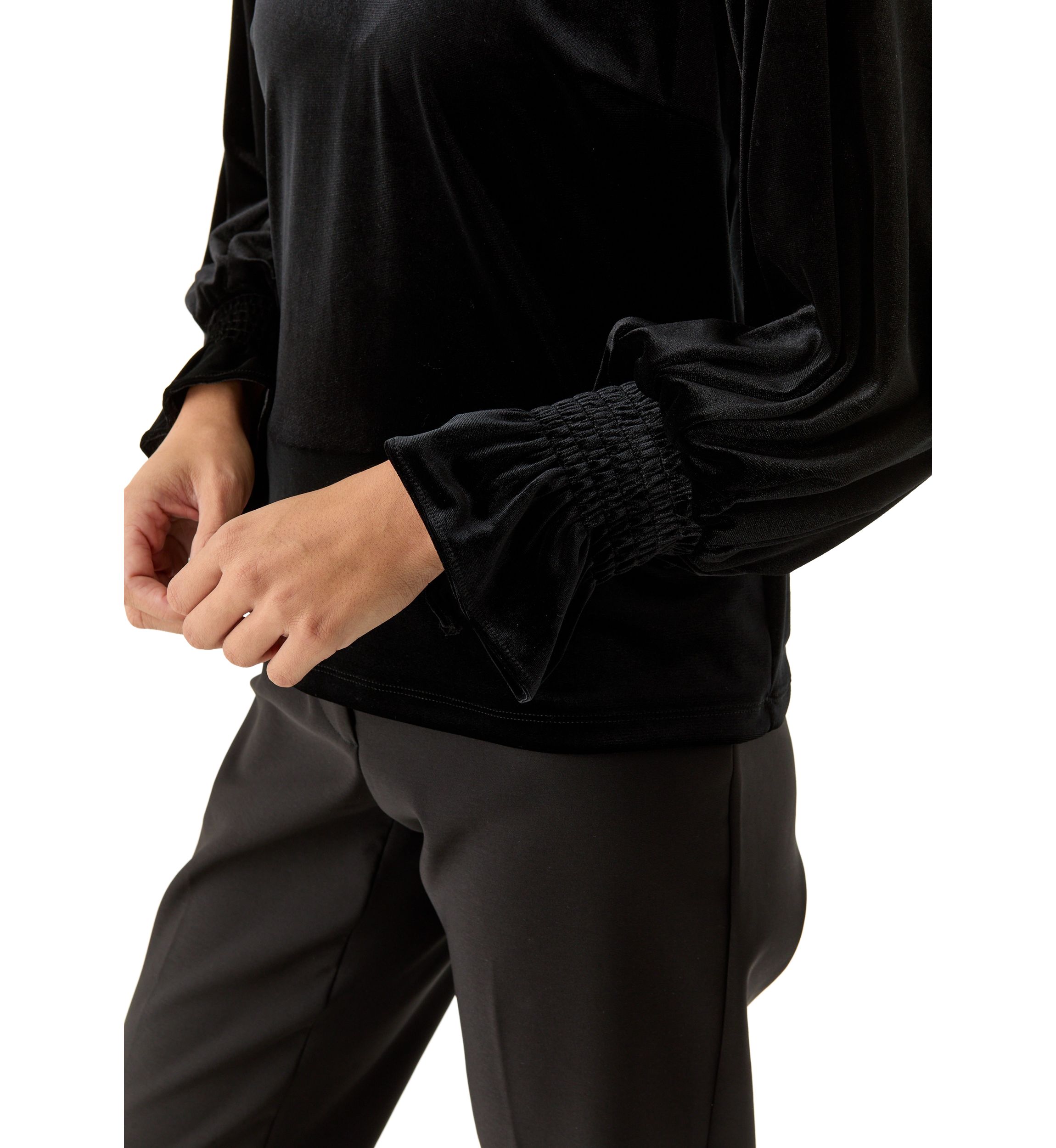 Petite Long Sleeve V-Neck Lurex Knit Blouse