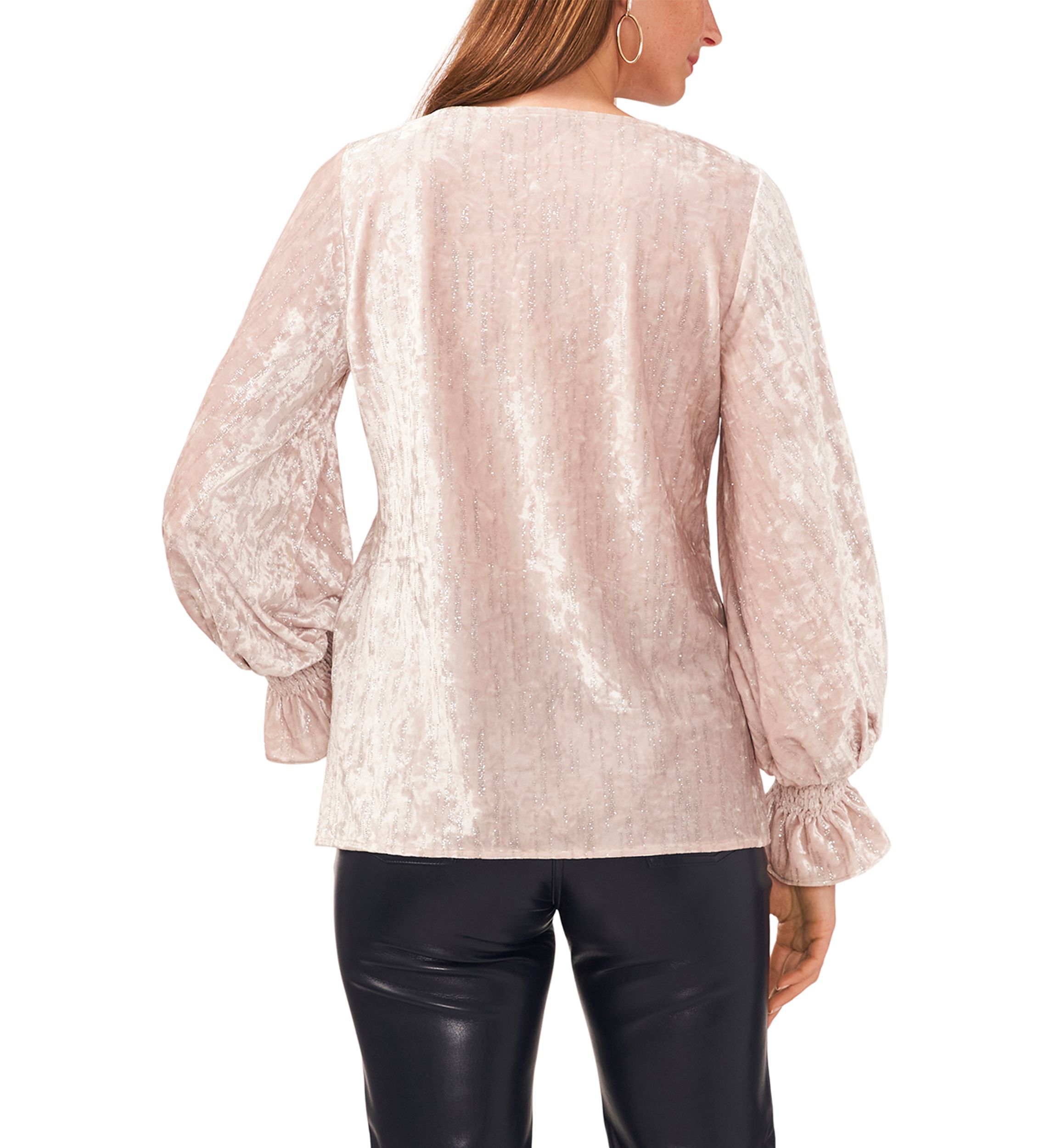 Petite Long Sleeve V-Neck Lurex® Knit Sweater 