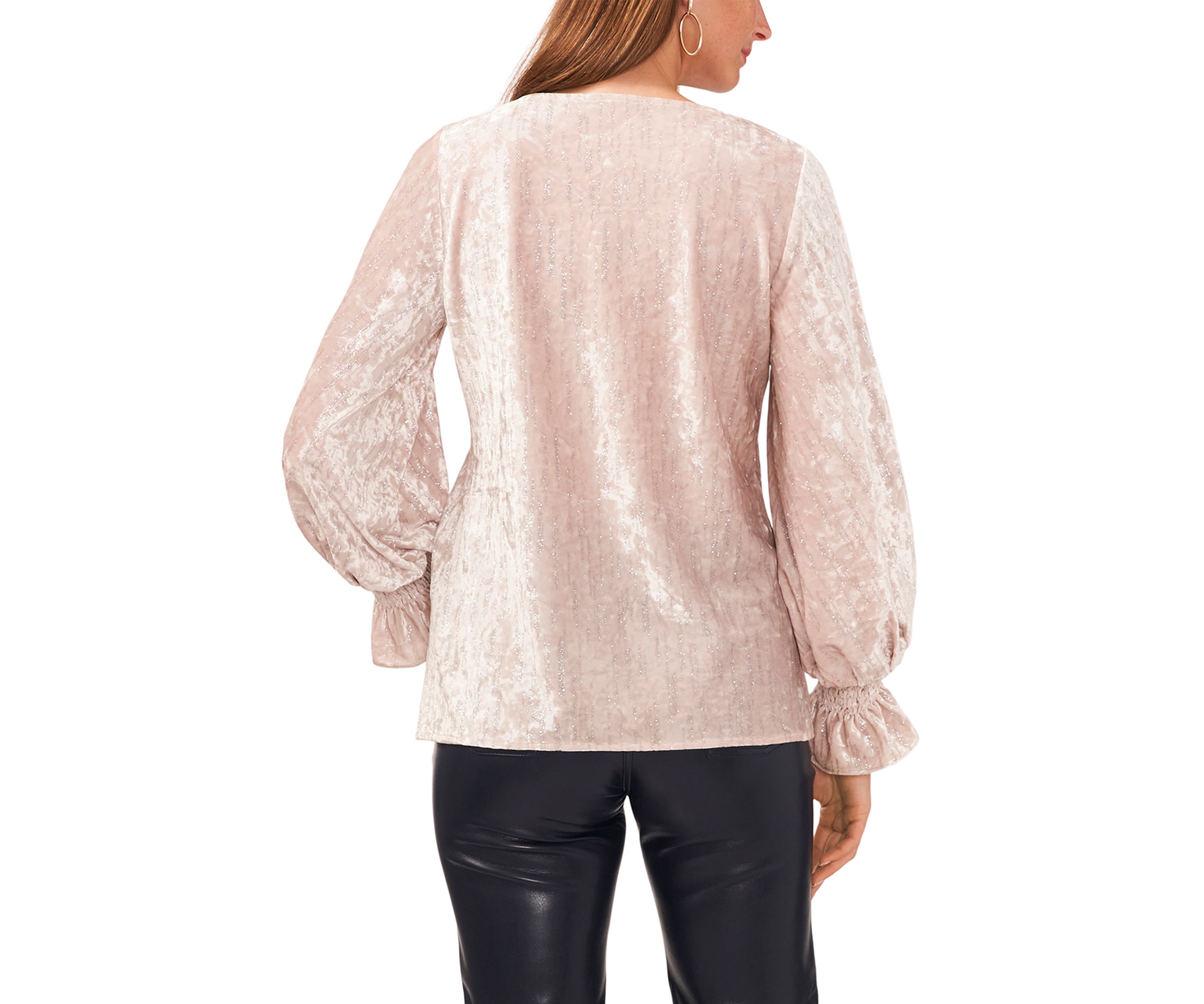 Petite Long Sleeve V-Neck Lurex® Knit Sweater 