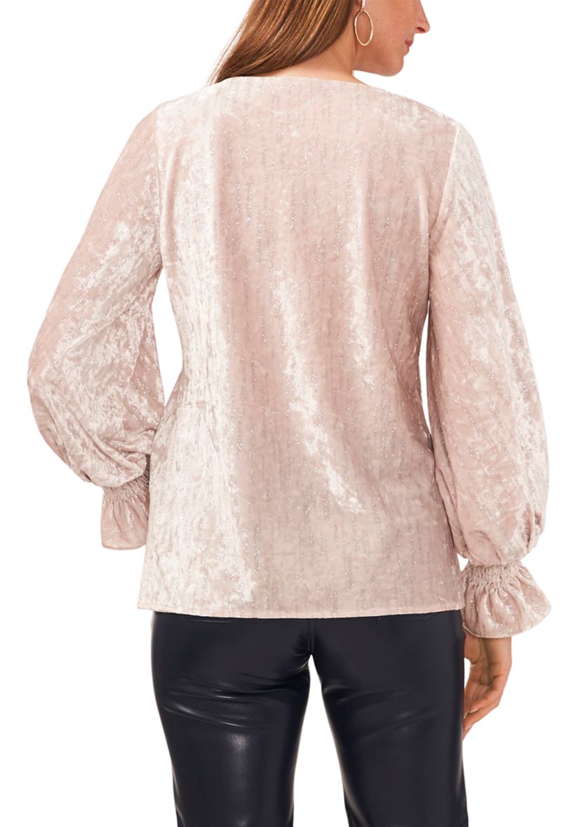 Petite Long Sleeve V-Neck Lurex® Knit Sweater 