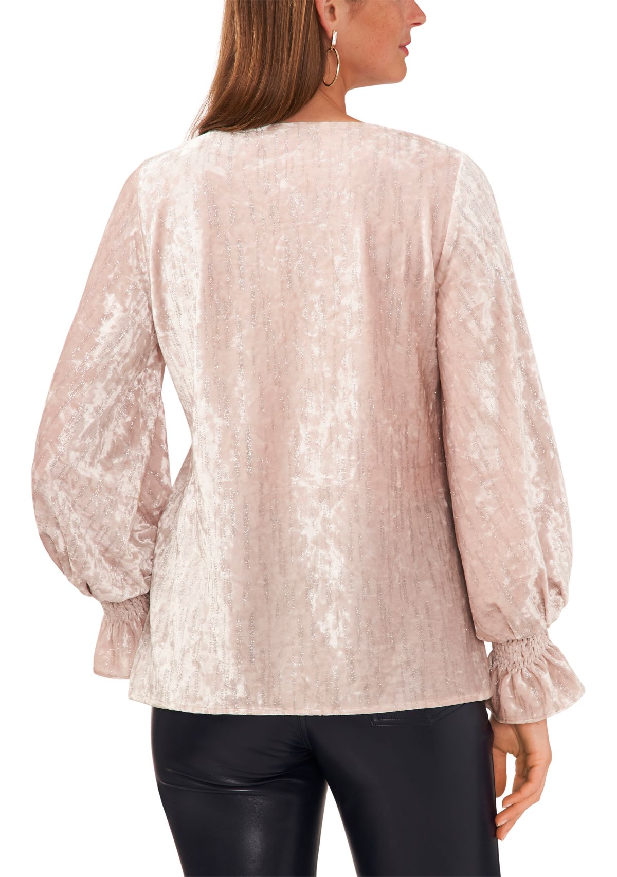 Petite Long Sleeve V-Neck Lurex® Knit Sweater 