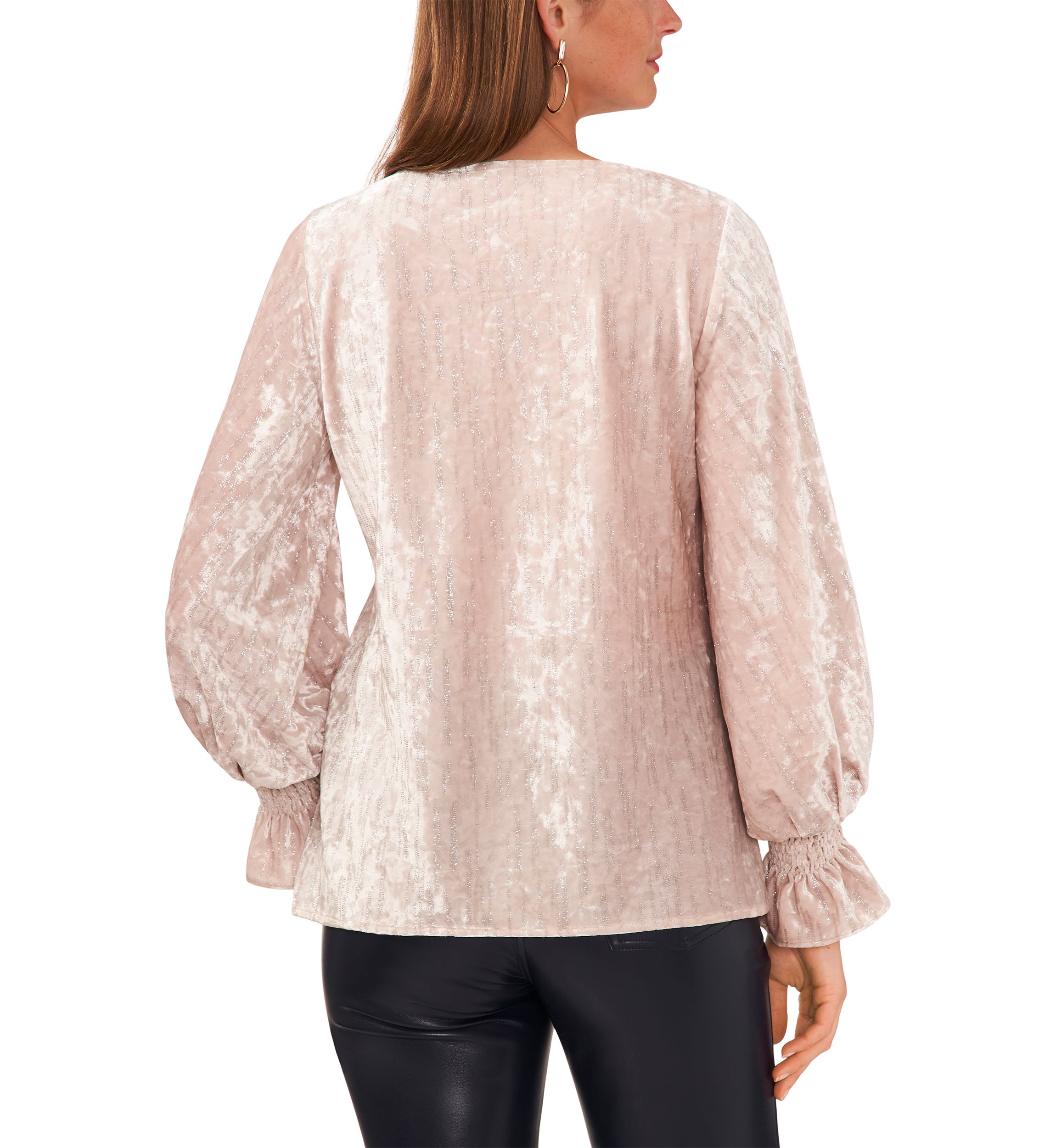Petite Long Sleeve V-Neck Lurex® Knit Sweater 