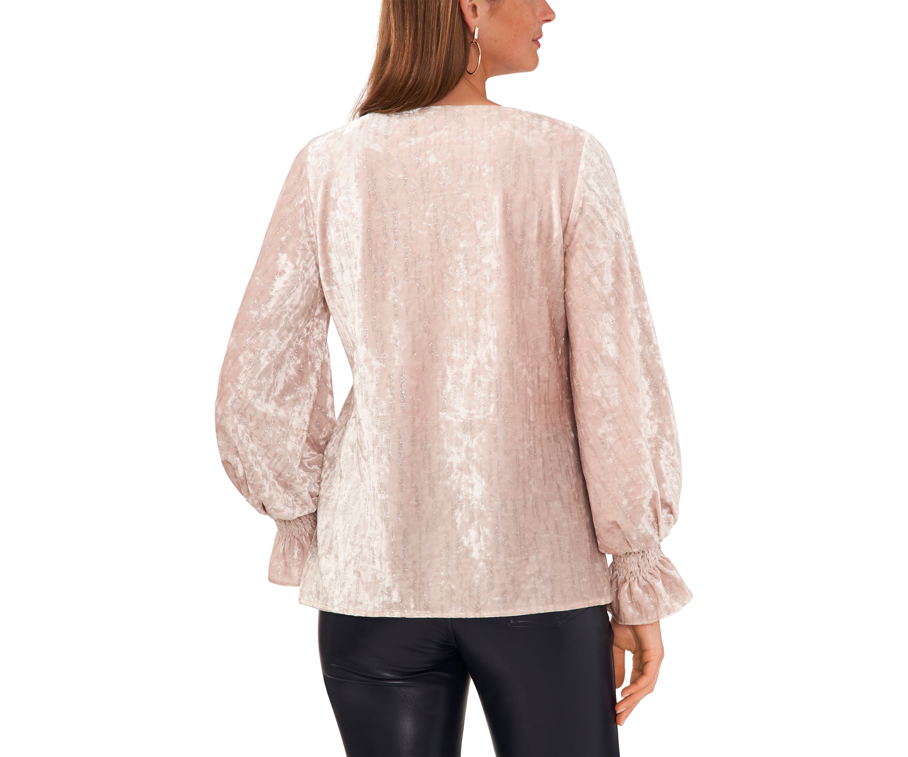 Petite Long Sleeve V-Neck Lurex® Knit Sweater 