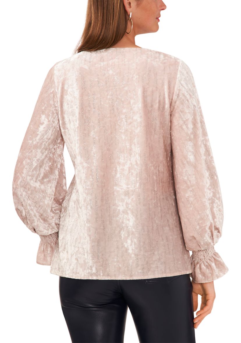 Petite Long Sleeve V-Neck Lurex® Knit Sweater 