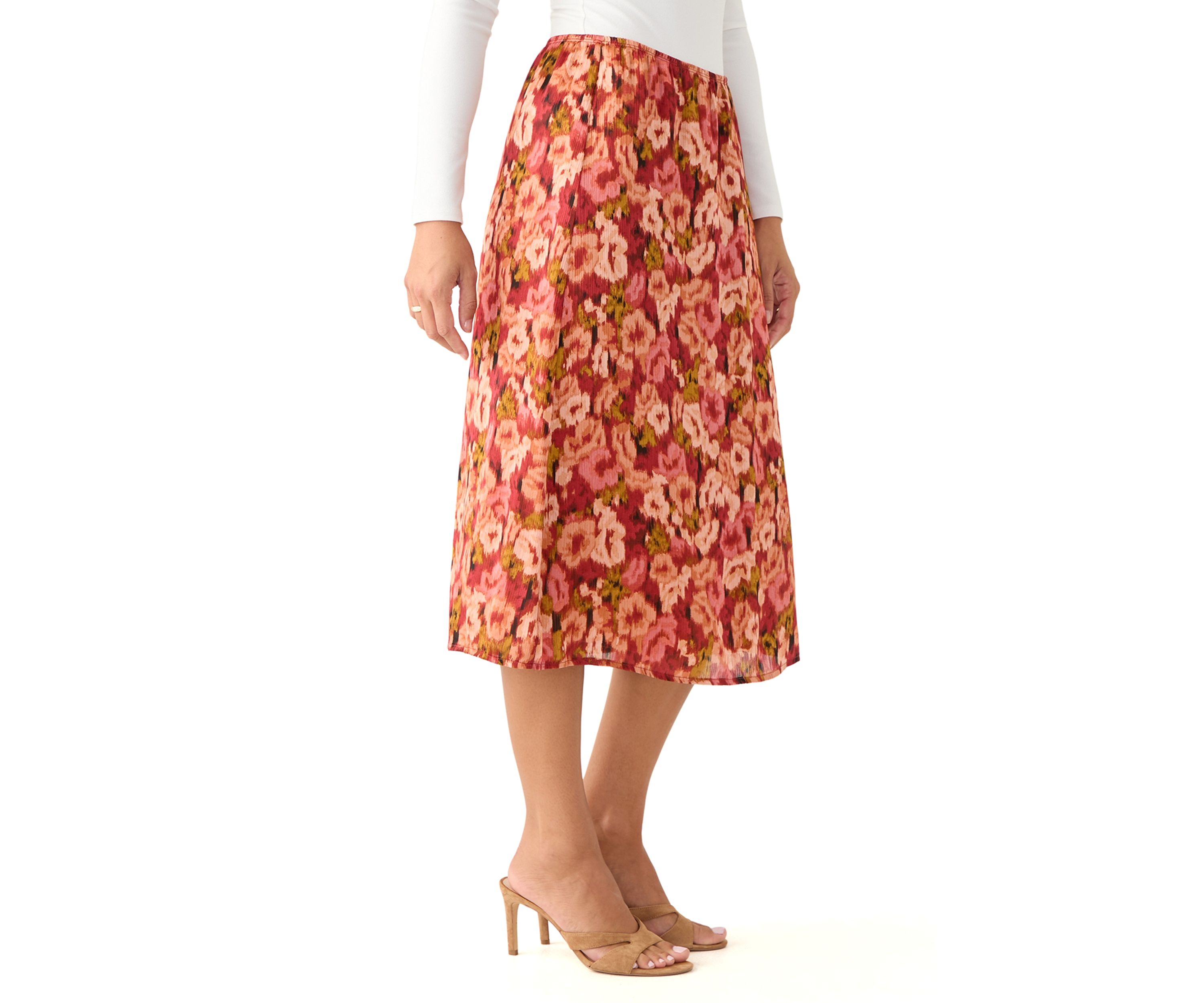 Petite Floral Midi Skirt