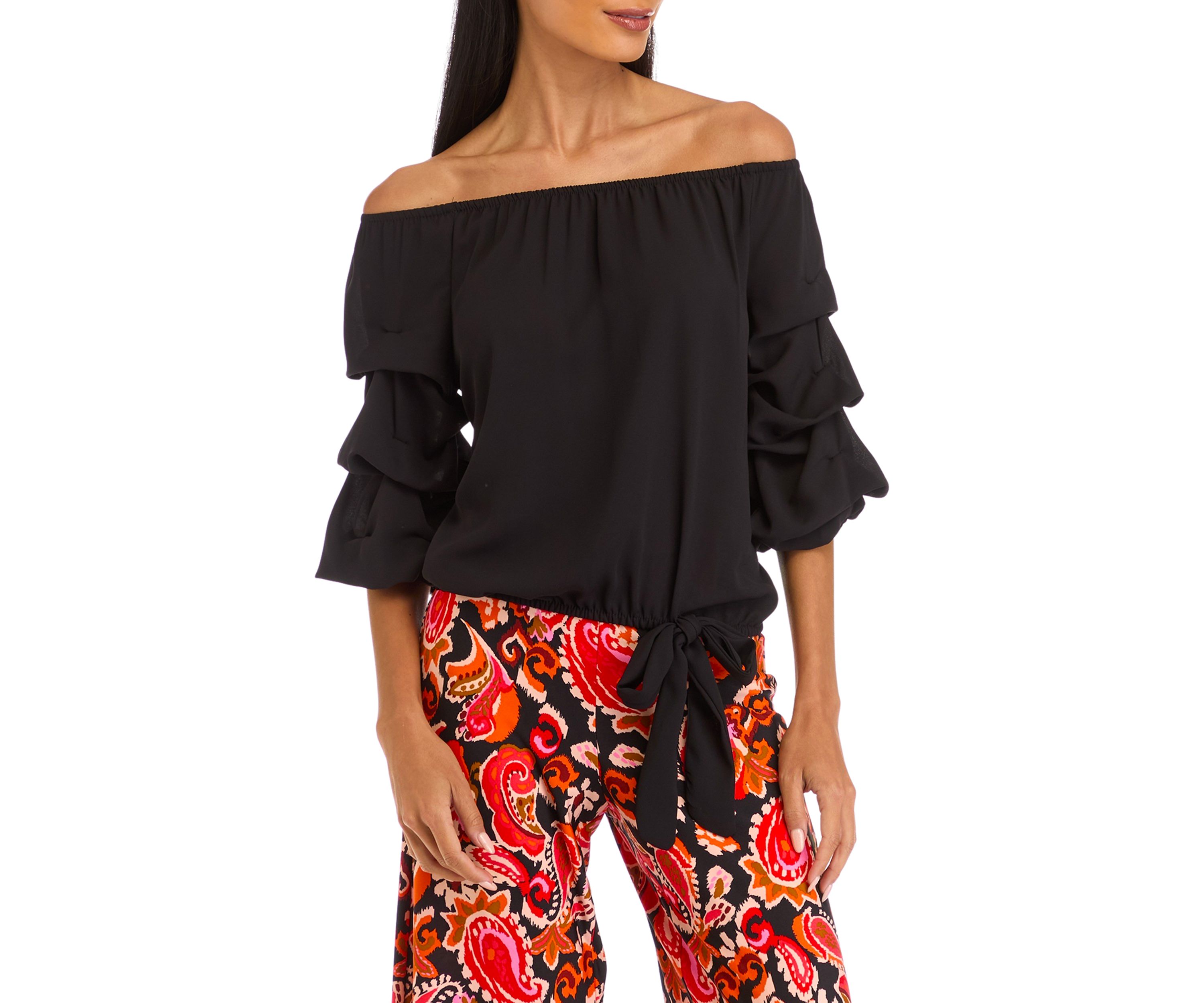 Petite Off the Shoulder Cha Cha Sleeve Blouse