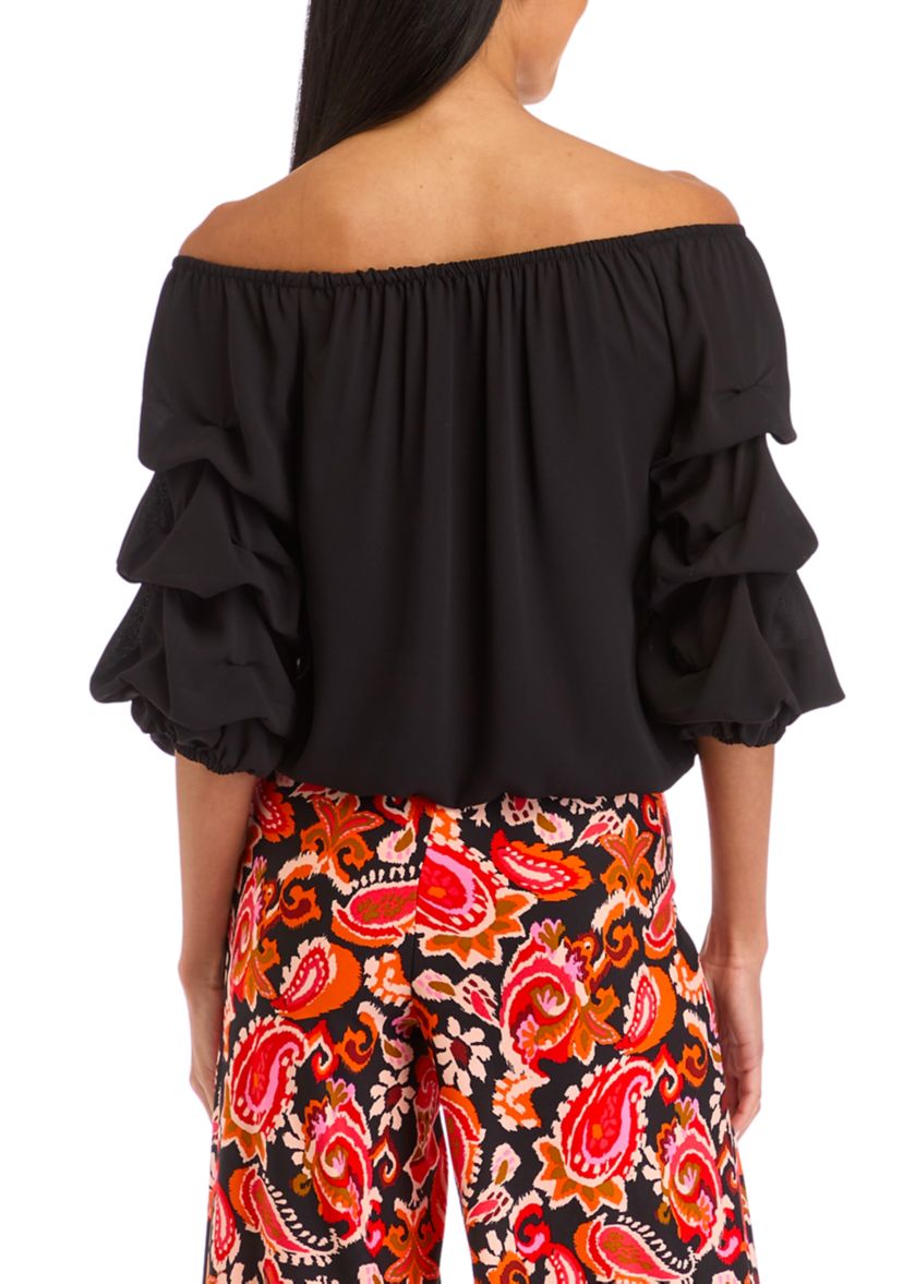 Petite Off the Shoulder Cha Cha Sleeve Blouse
