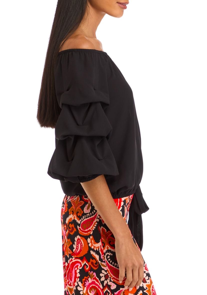 Petite Off the Shoulder Cha Cha Sleeve Blouse