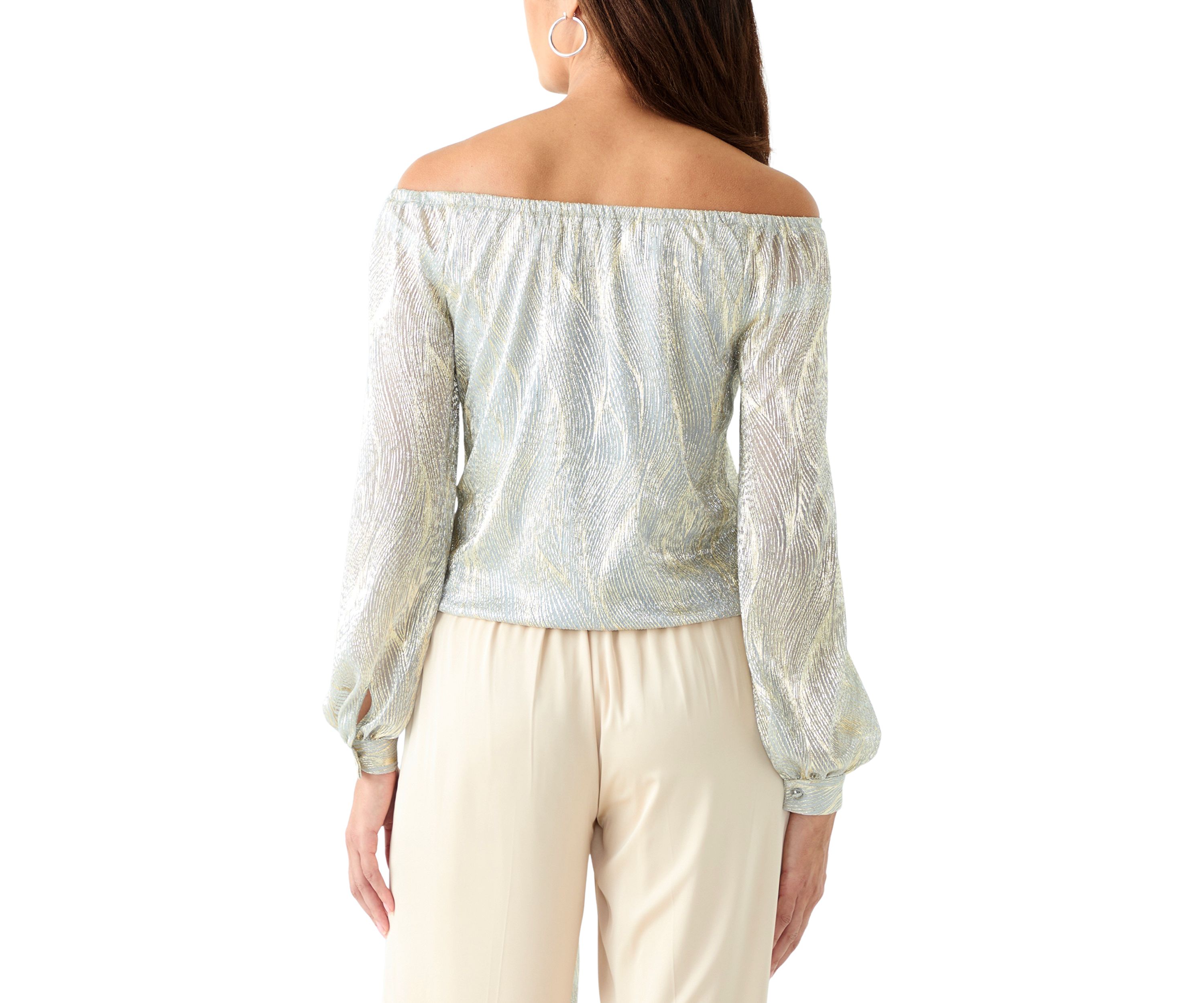 Petite Off the Shoulder Tie Bottom Blouse