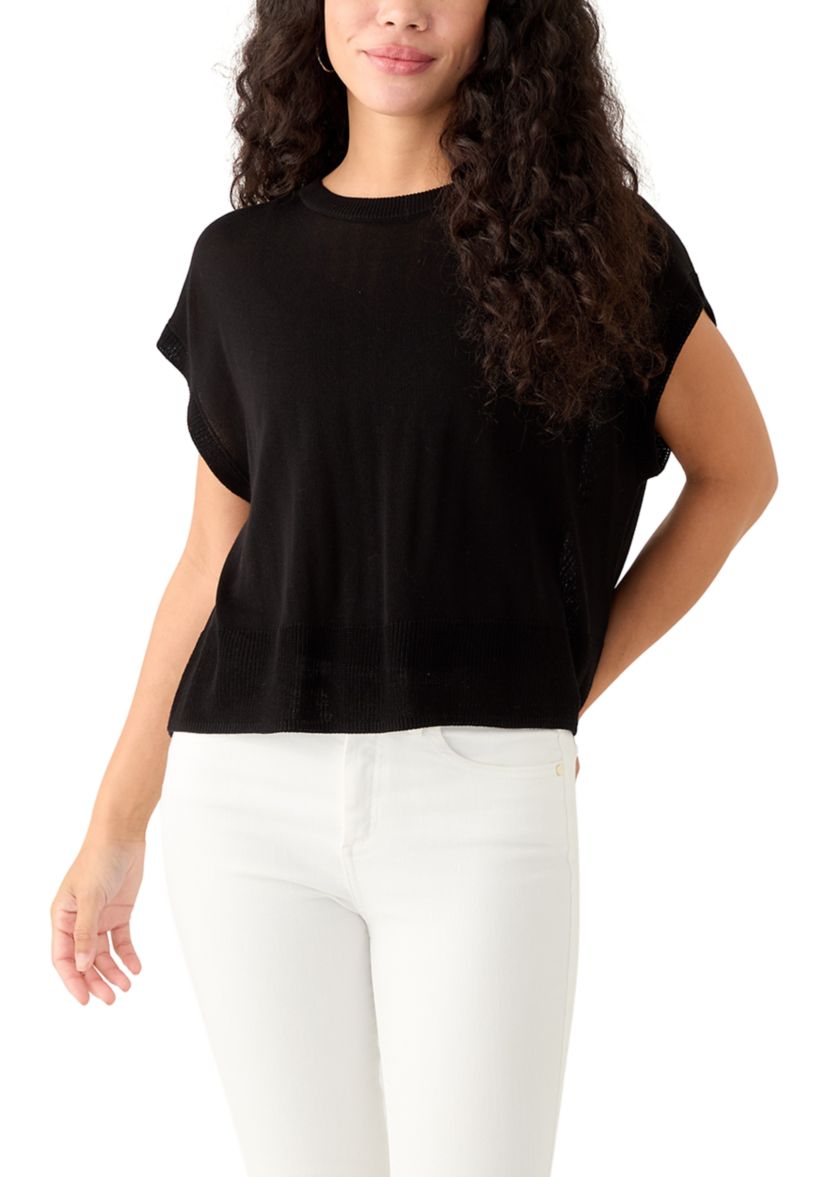 Petite Cap Sleeve Crew Neck Sweater 