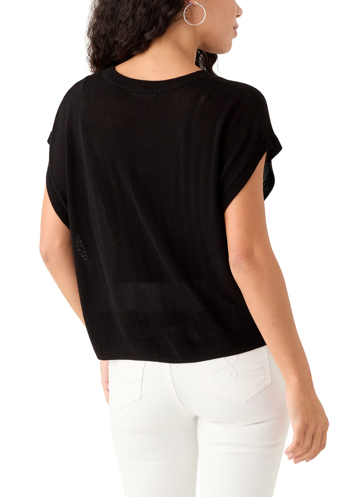 Petite Cap Sleeve Crew Neck Sweater 