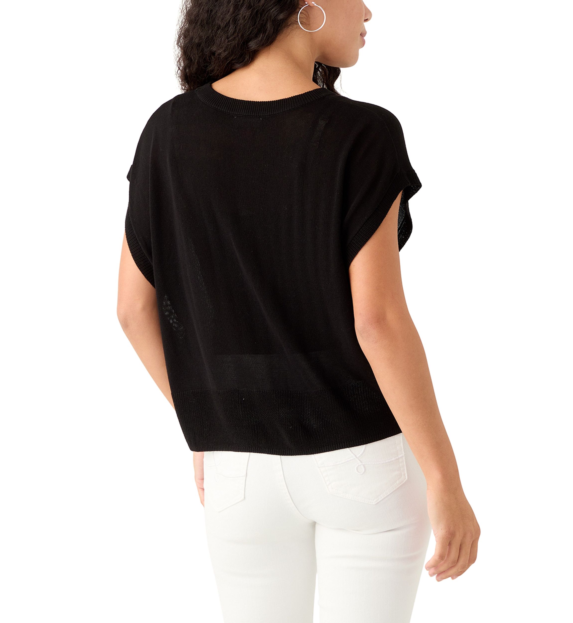 Petite Cap Sleeve Crew Neck Sweater 