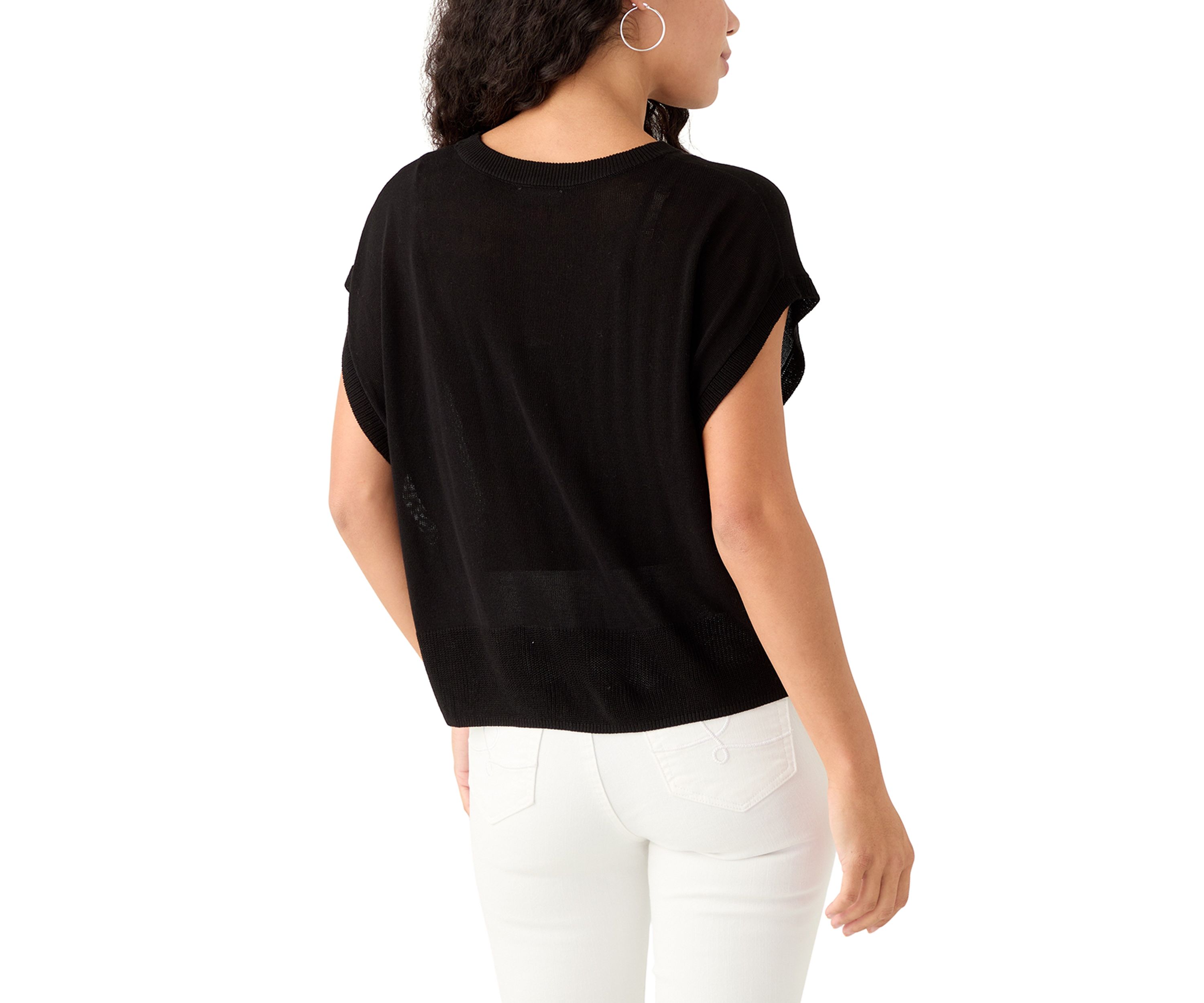 Petite Cap Sleeve Crew Neck Sweater 