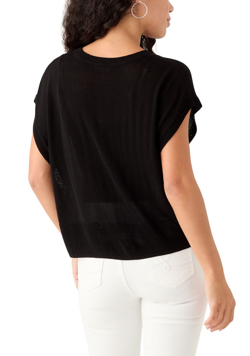 Petite Cap Sleeve Crew Neck Sweater 