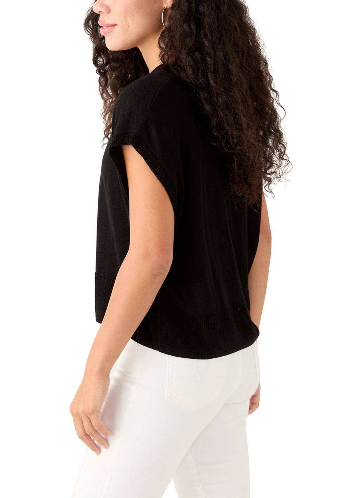 Petite Cap Sleeve Crew Neck Sweater 