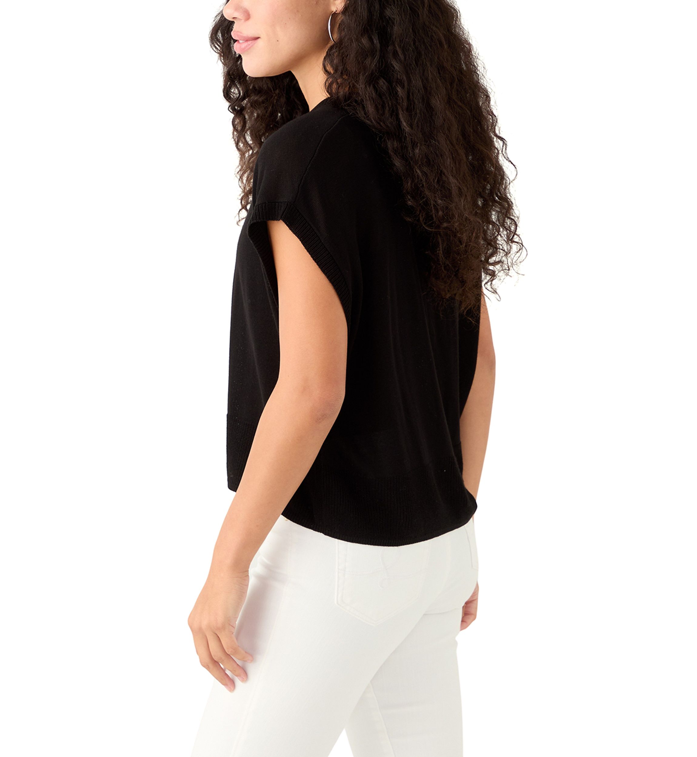 Petite Cap Sleeve Crew Neck Sweater 