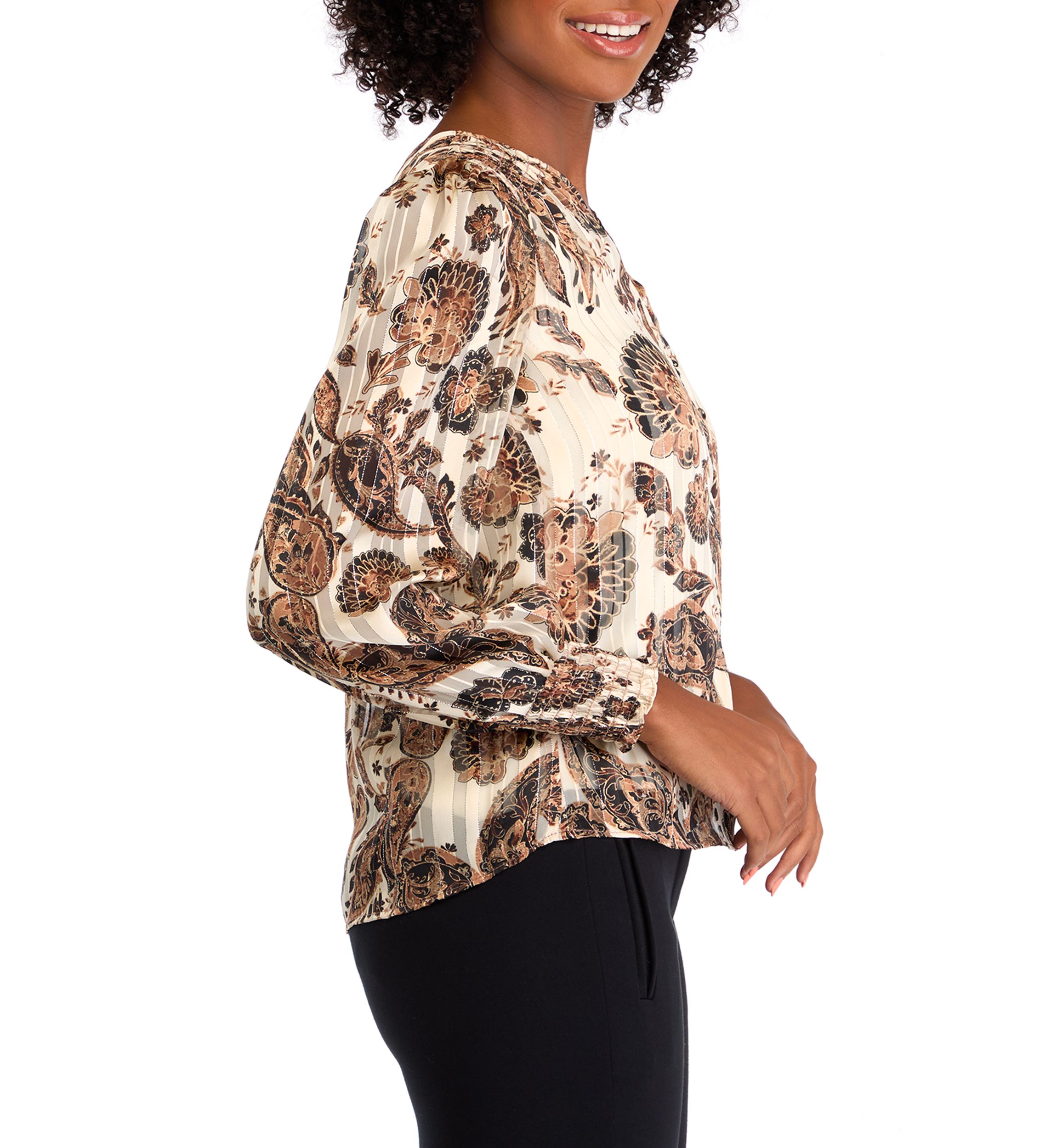 Petite Smocked Detail V-Neck Top 