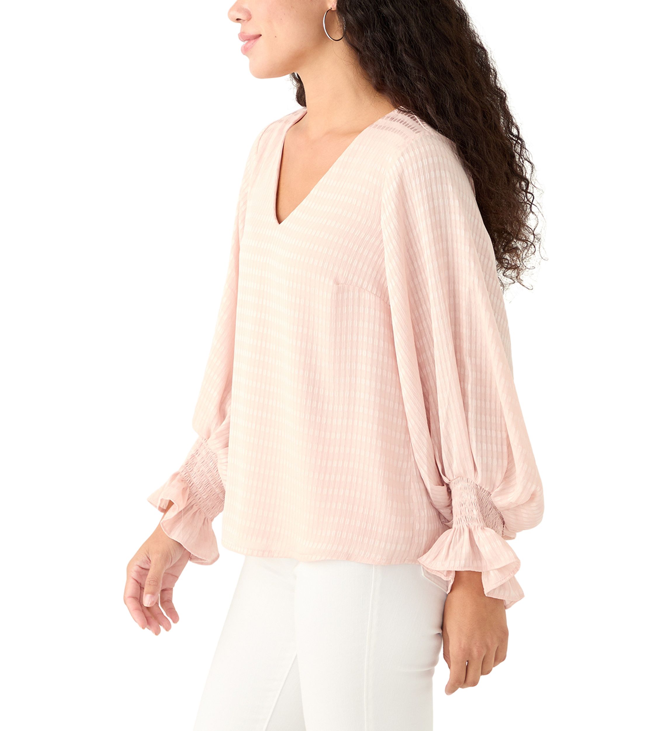 Petite V-Neck Smock Blouse