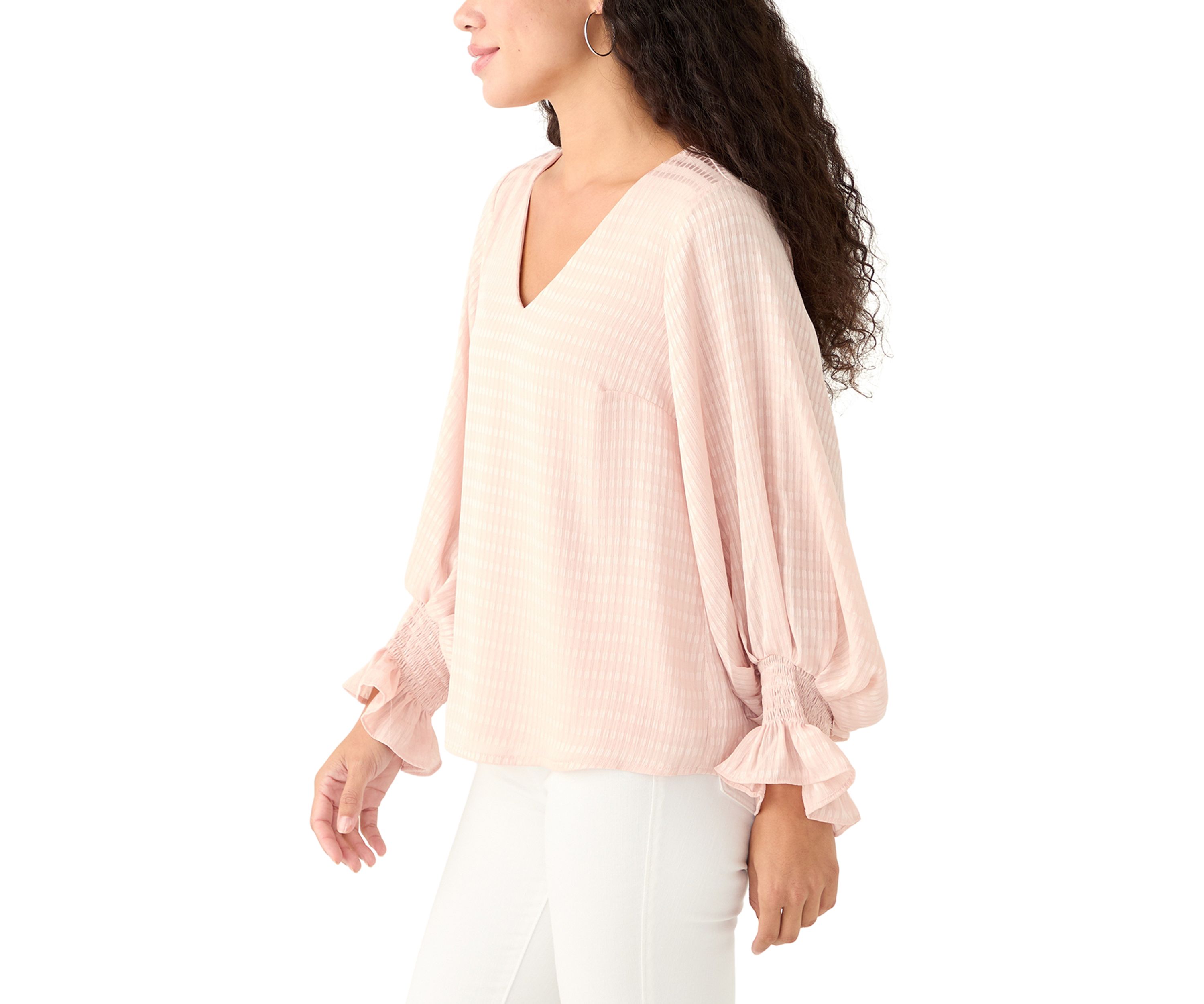 Petite V-Neck Smock Blouse
