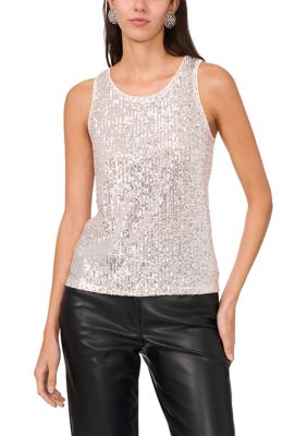 Petite Sequin Keyhole Back Tank 