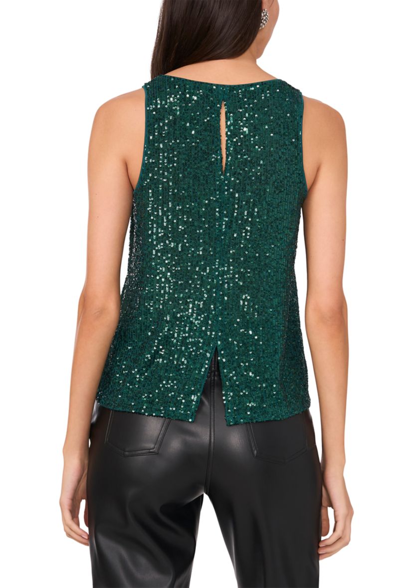 Petite Sequin Keyhole Back Tank 