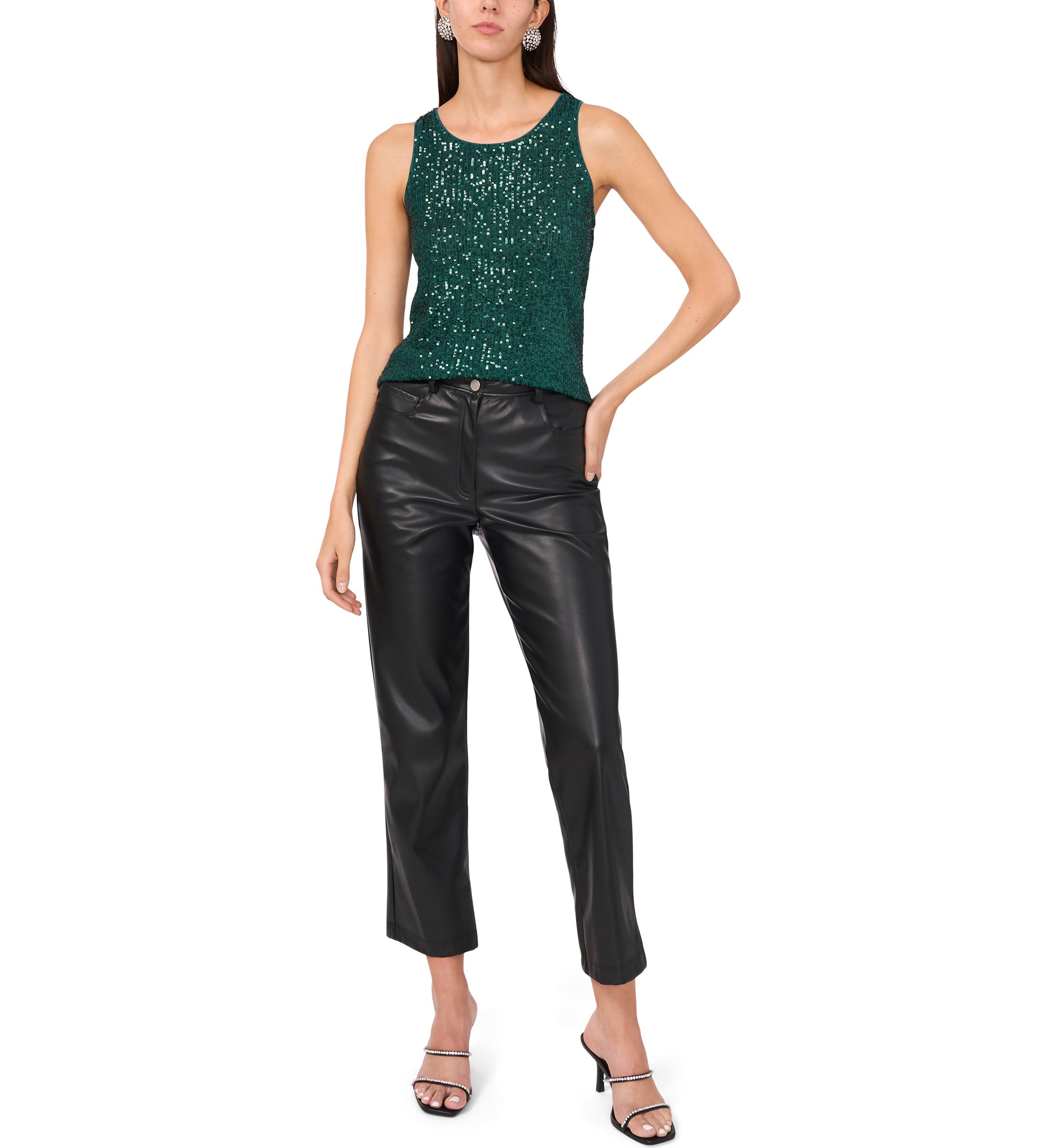 Petite Sequin Keyhole Back Tank 