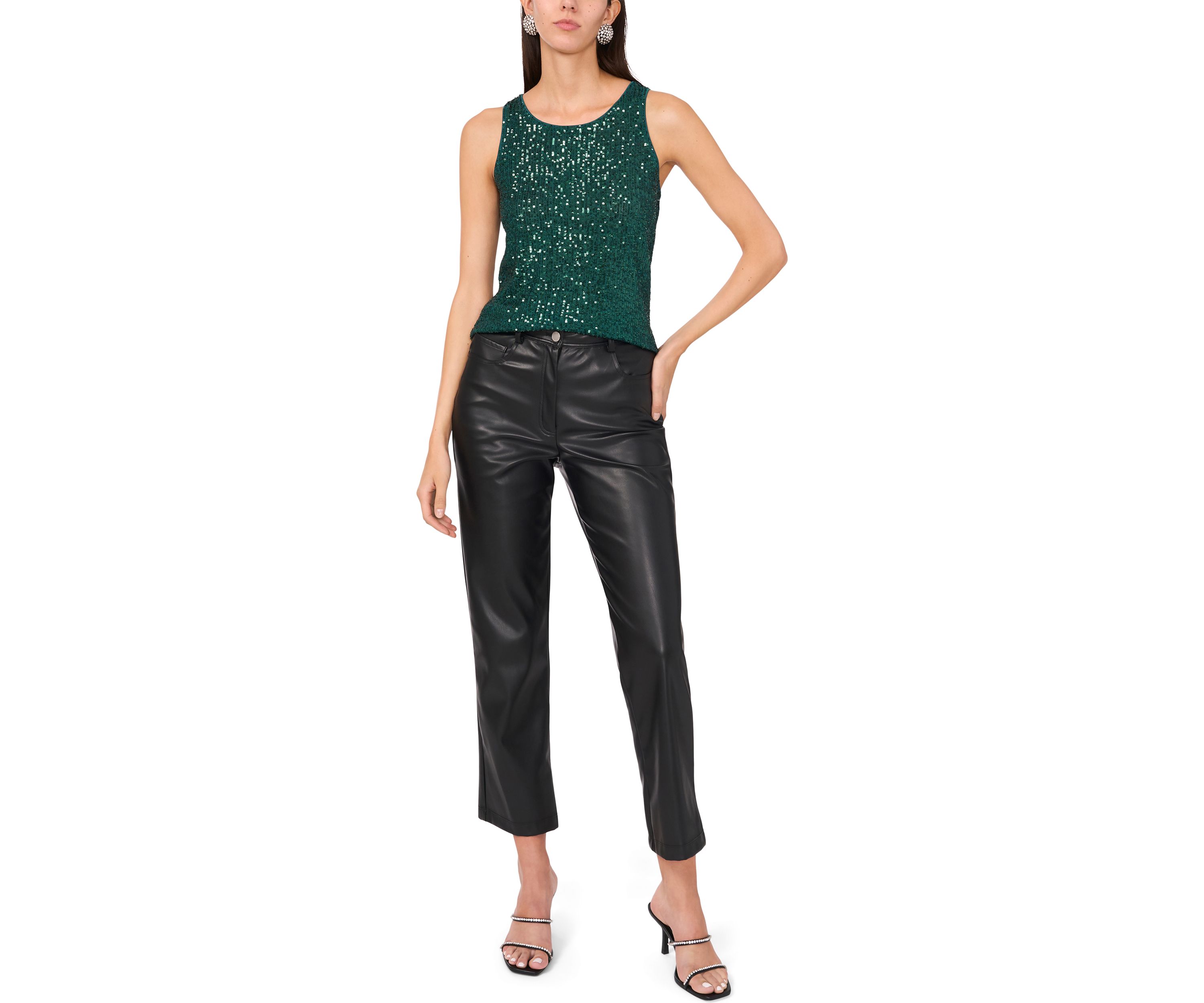 Petite Sequin Keyhole Back Tank 
