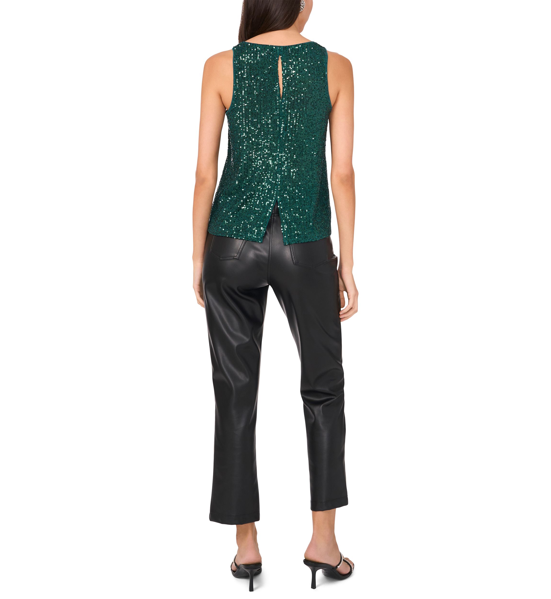 Petite Sequin Keyhole Back Tank 