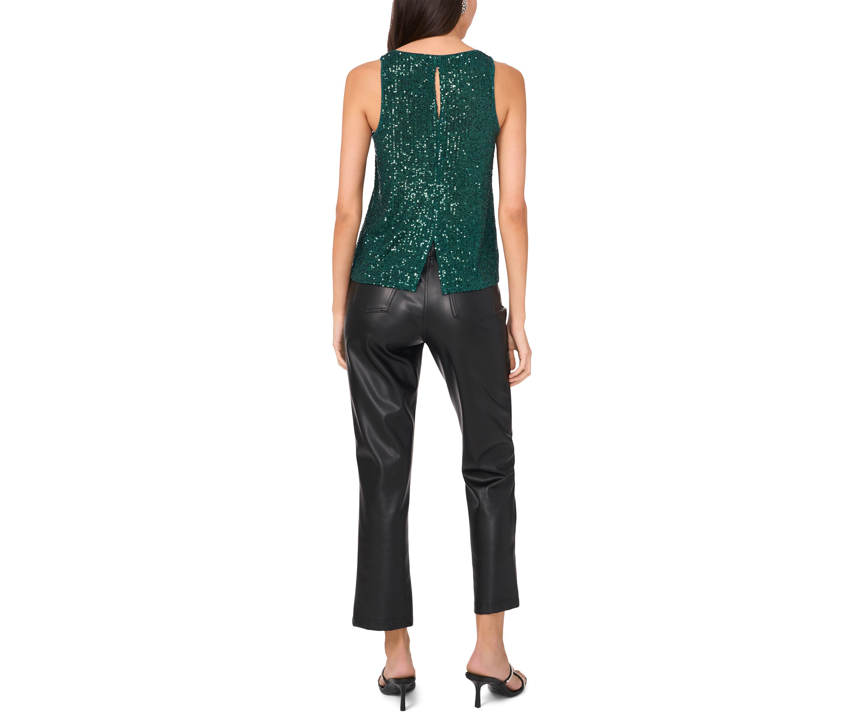 Petite Sequin Keyhole Back Tank 