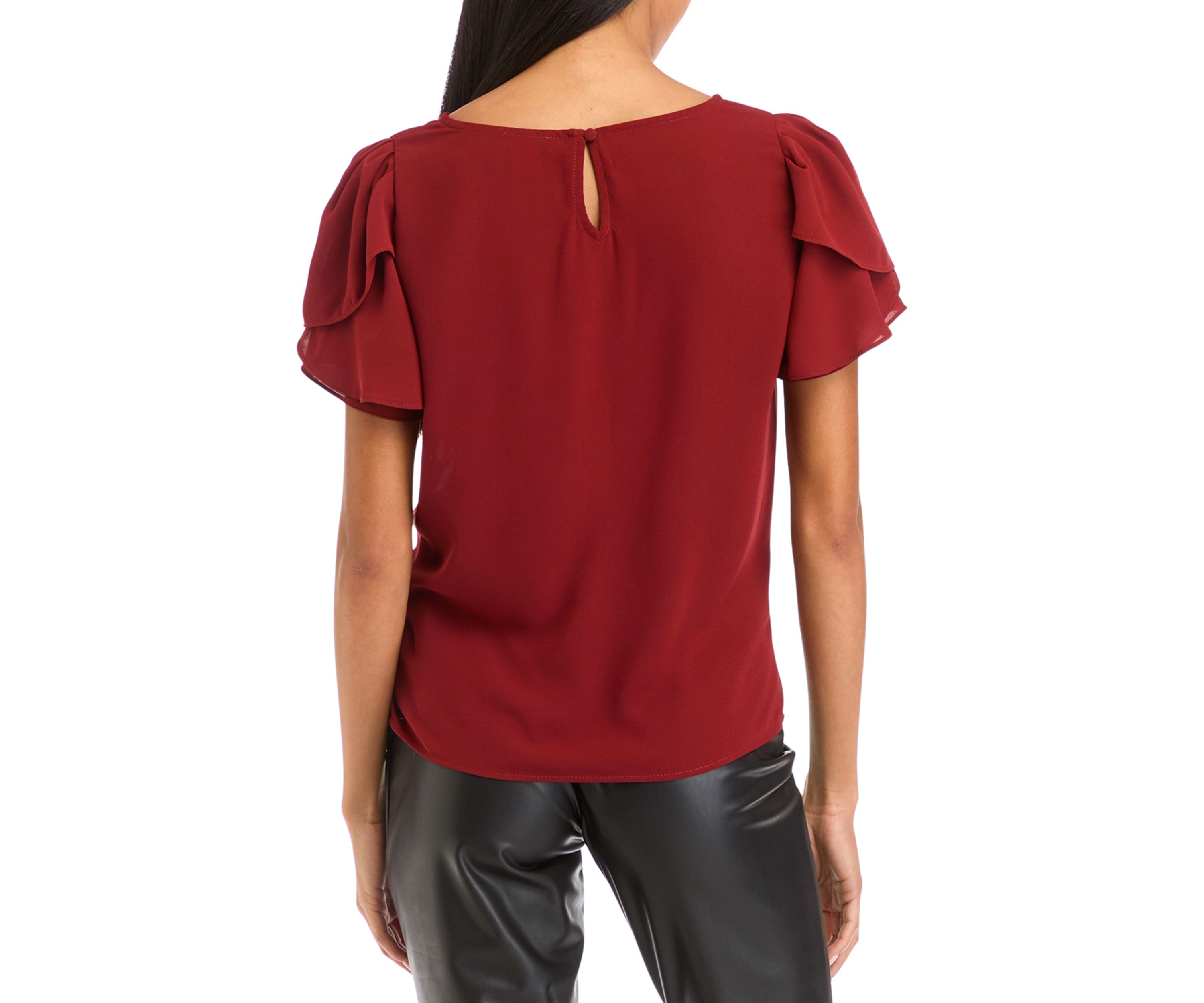 Petite Short Sleeve Woven Top