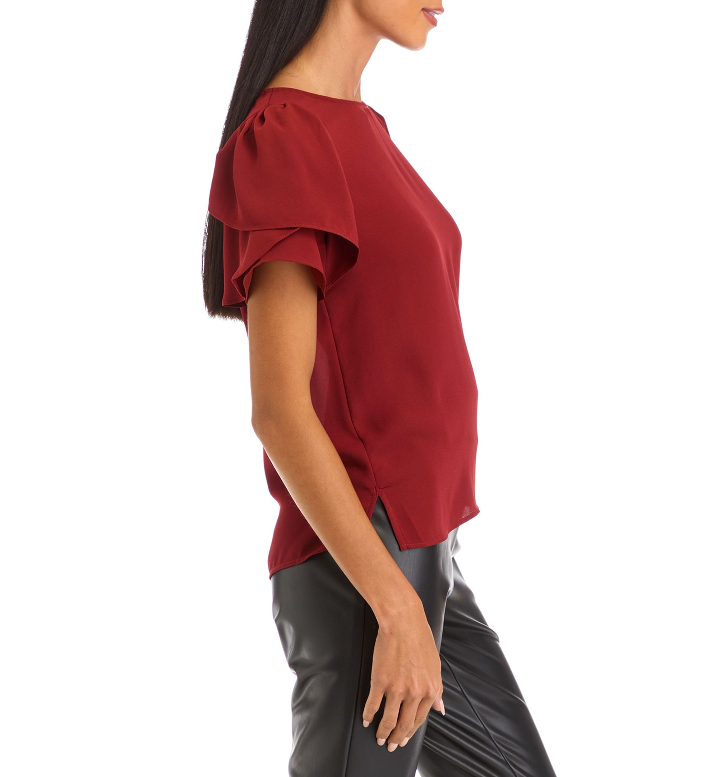 Petite Short Sleeve Woven Top