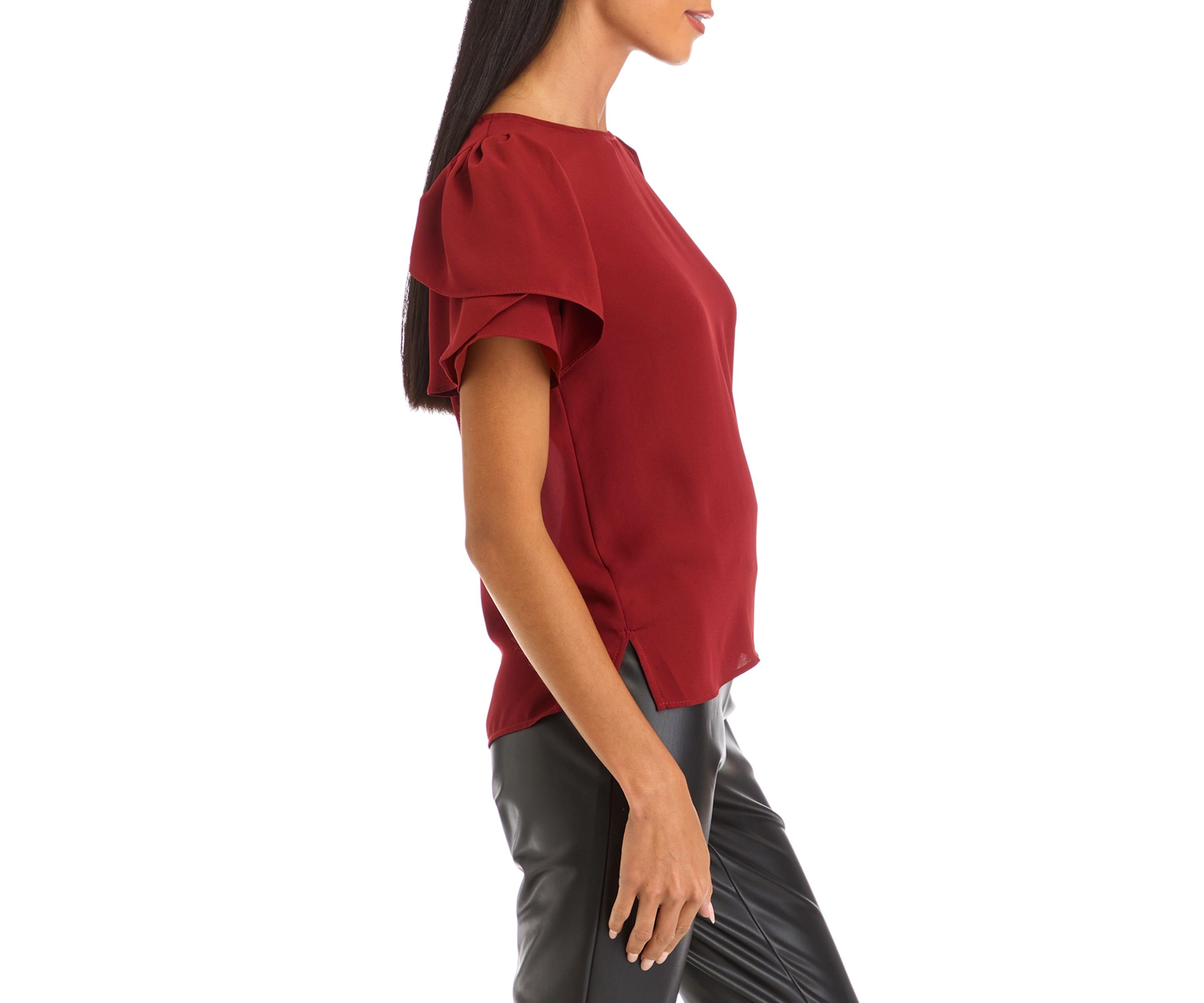 Petite Short Sleeve Woven Top