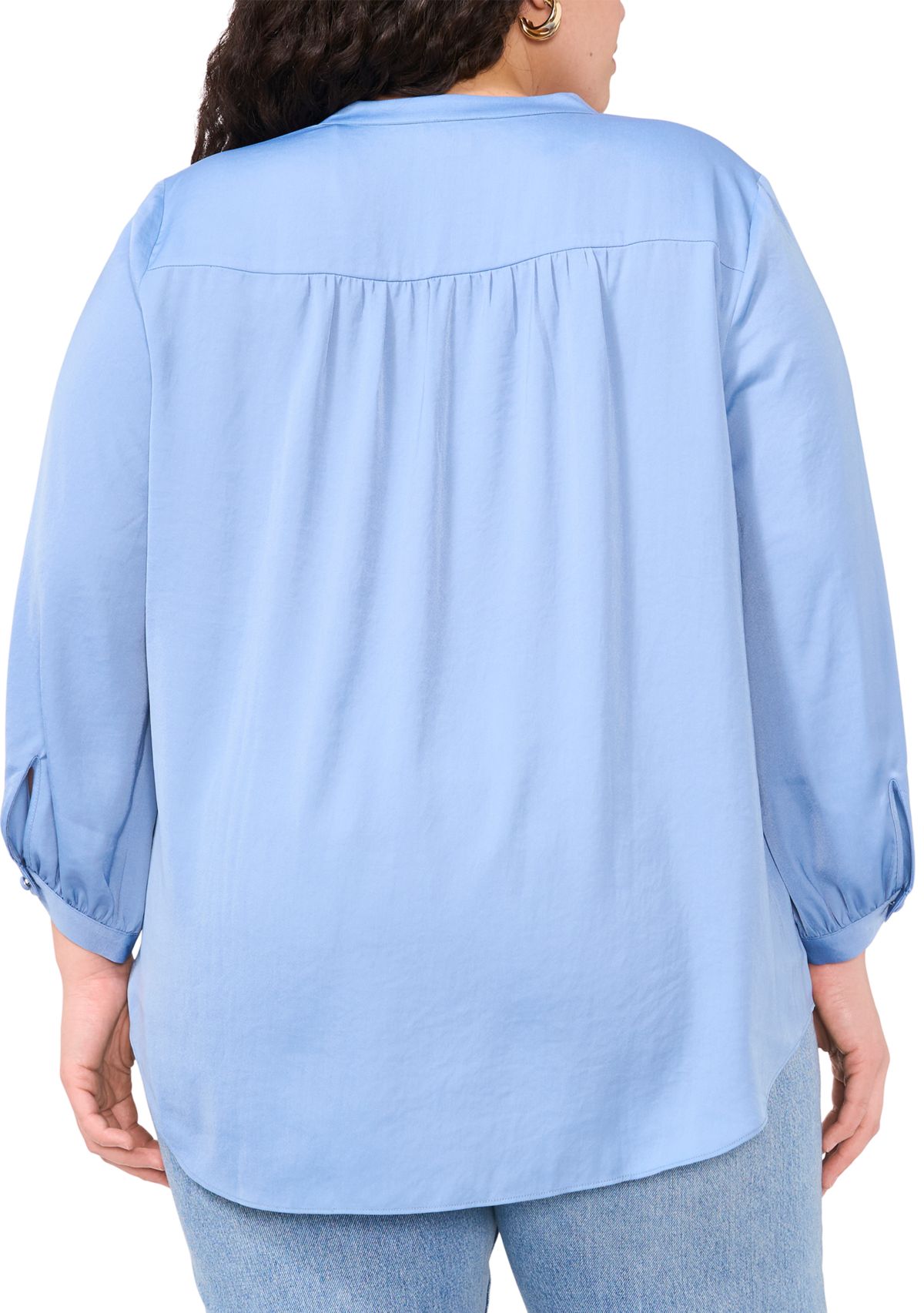 Plus Size 3/4 Sleeve V-Neck Blouse 